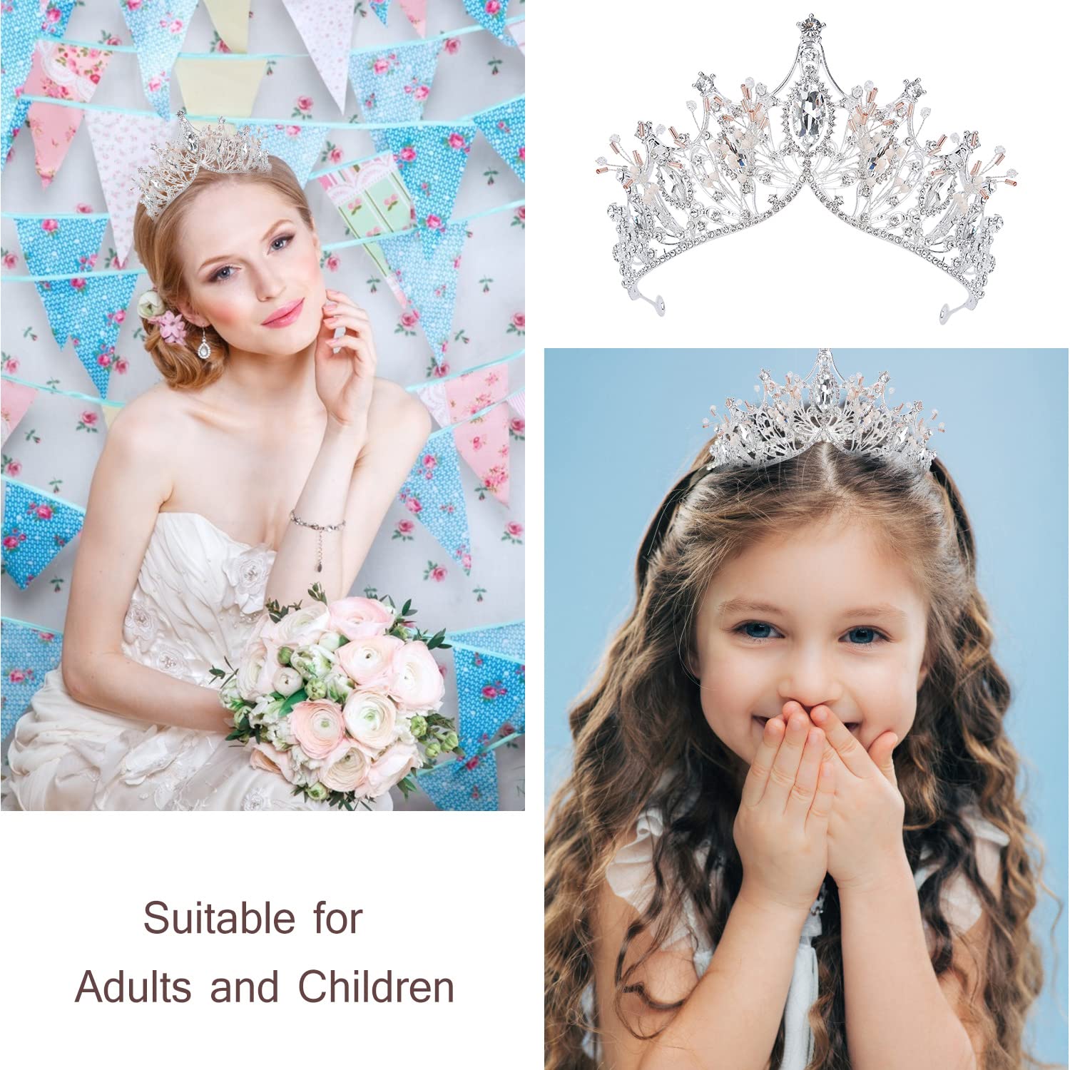 Elegant Silver Birthday Crowns & Tiaras for Women - Queen Birthday Sash Set - Perfect for Birthday Parties, Bachelorette Celebrations & Special Occasions