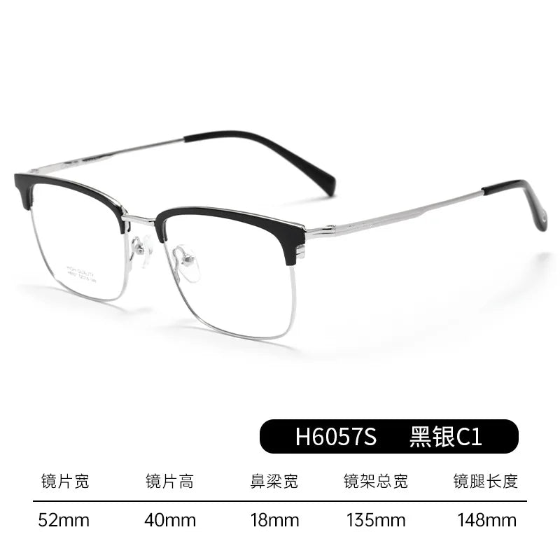 Bclear Men's Full Rim Square Brow Line Titanium Eyeglasses 16057 - Lightweight & Durable Eyewear for Work, Reading & Everyday Use