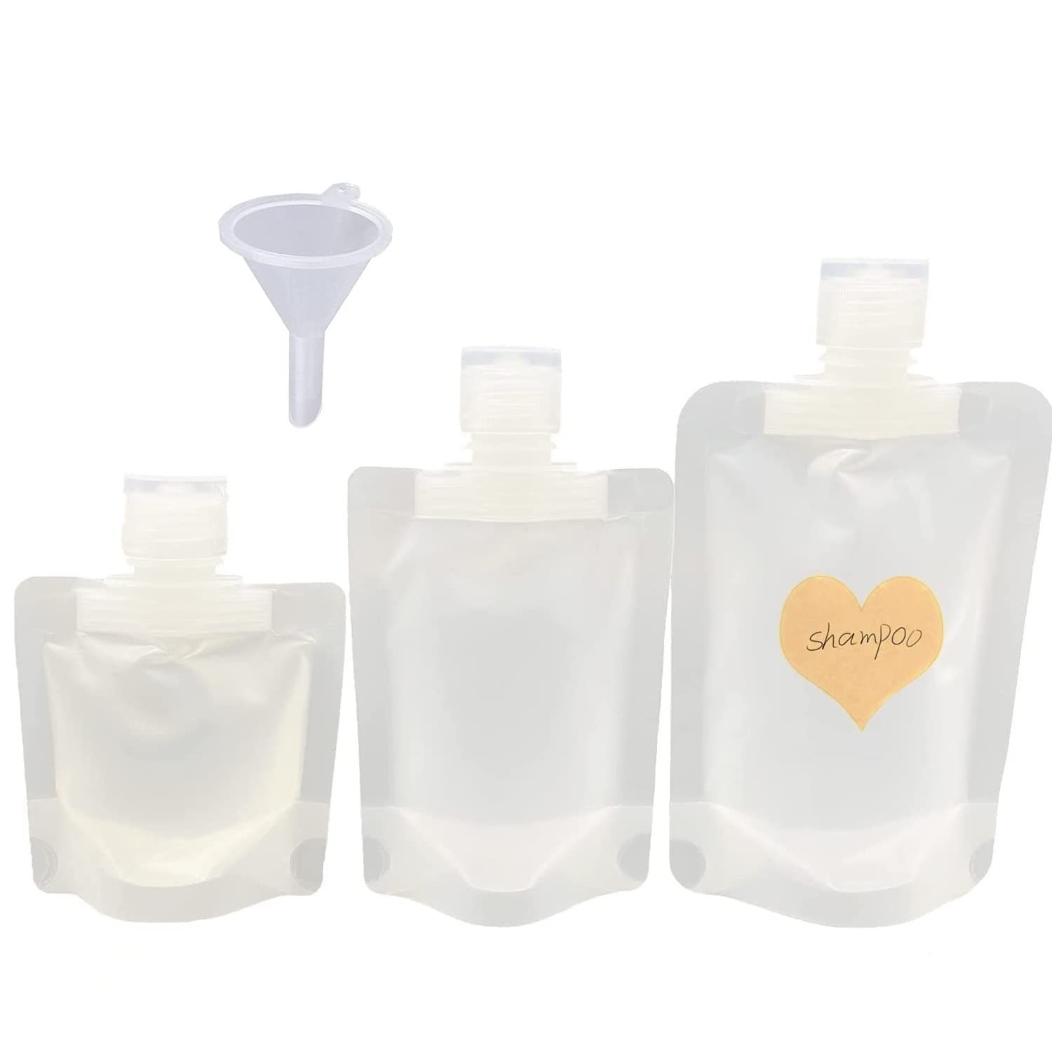 Anugrah Travel Squeeze Pouch Set - 30ml/50ml/100ml Refillable Stand Up Cosmetic Bags for Makeup, Lotion, Shampoo & Hand Soap | Portable Leakproof Spout Pouches for Travel, Gym & Daily Use