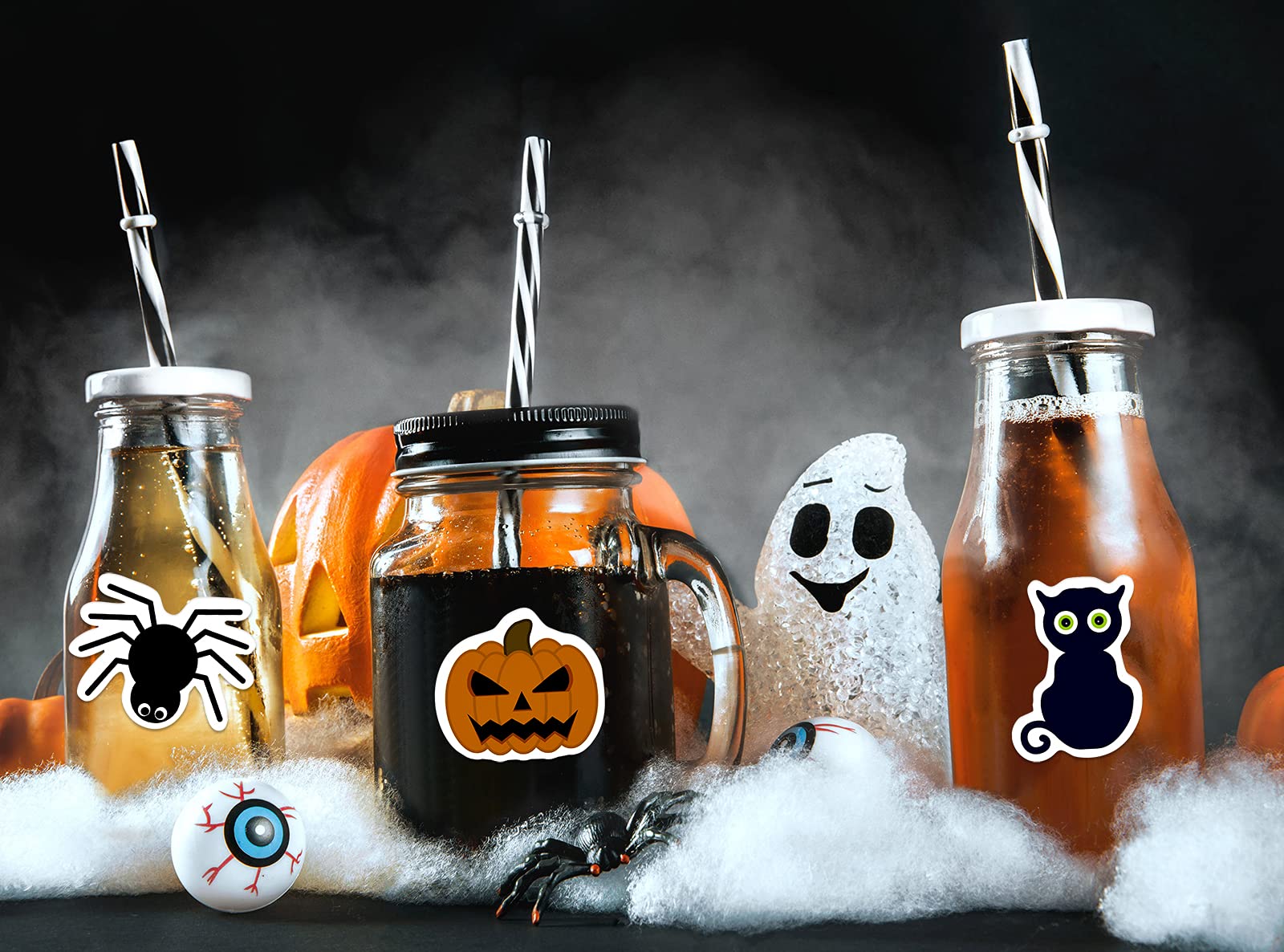 50 Pcs Halloween Stickers for Kids - Cute Vinyl Waterproof Pumpkin Bat Ghost Stickers - Perfect for Laptop, Water Bottle, Envelopes, Crafts, Scrapbooking & Halloween Party Decorations