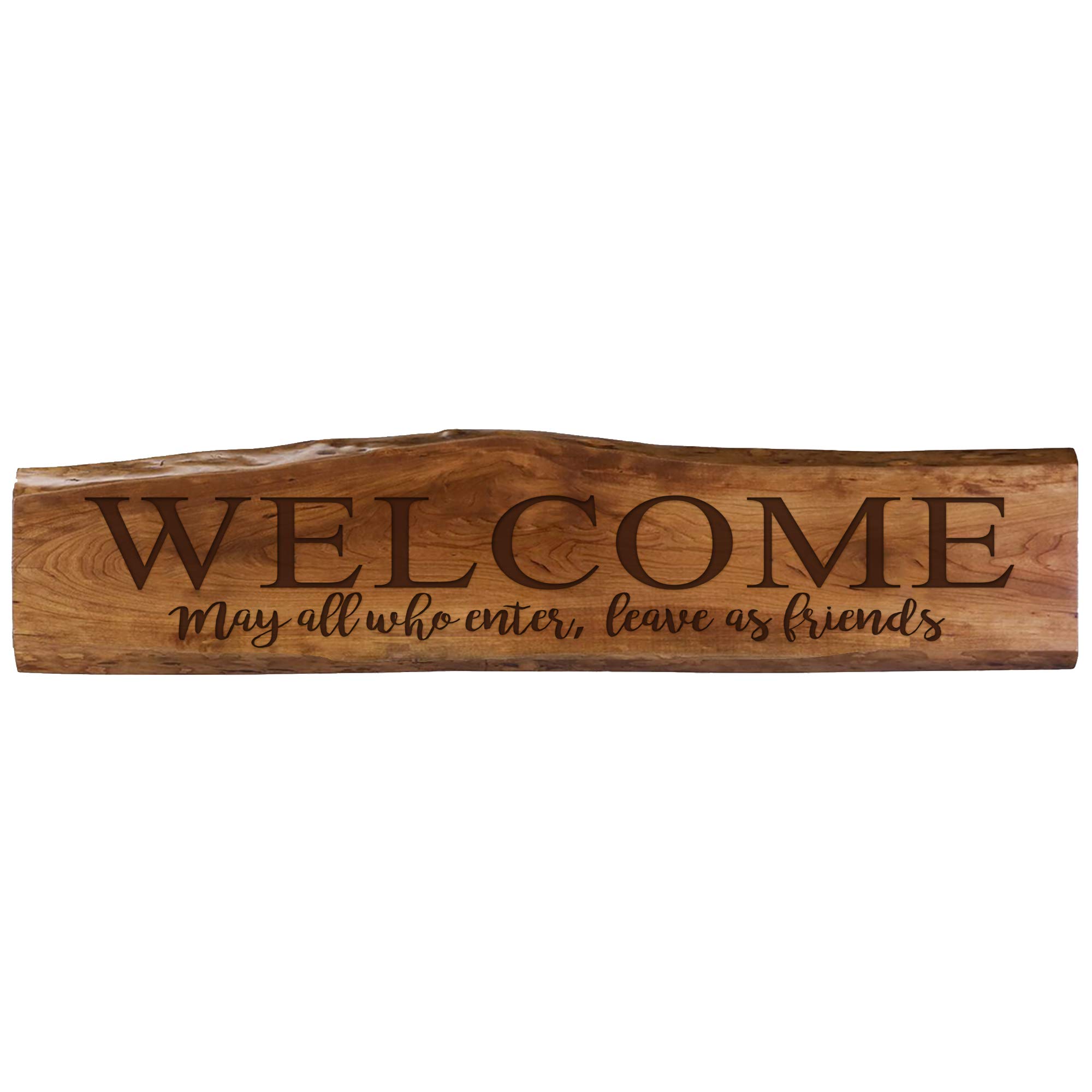LifeSong Milestones Live Edge Solid Cherry Wood Wall Art - Modern Farmhouse Home Decor for Living Room, Entryway, Kitchen & Bedroom - 11x47 Inch Rustic Wooden Sign (Perfect Housewarming Gift & Friendship Keepsake)