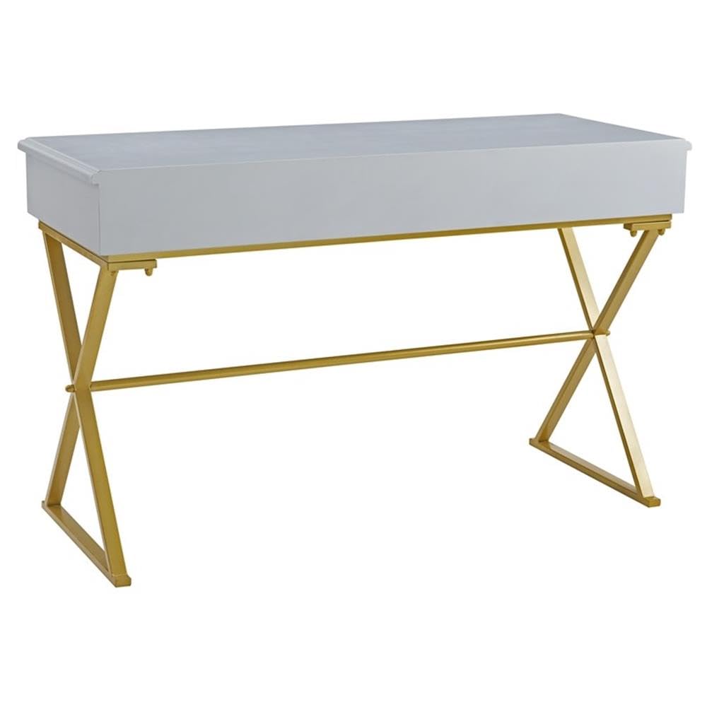 UrbanPro Transitional Two Drawer Wood and Metal Desk in Gray - Modern Home Office & Study Desk for Small Spaces, Dorm Rooms & Workstations