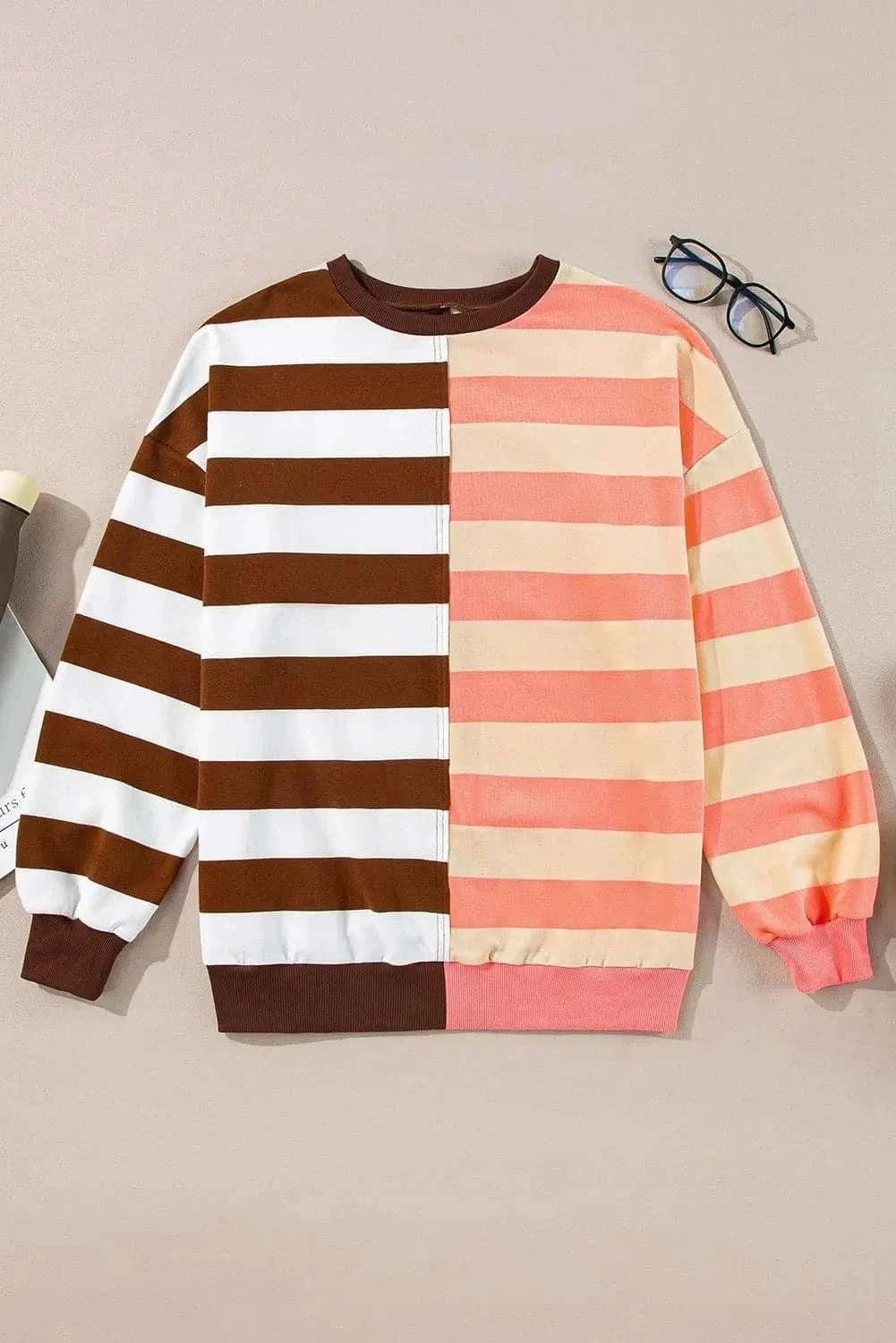 Stylish Casual Striped Sweatshirt for Women & Men - Soft Opaque Pullover for Everyday Wear | Perfect for Lounge, Streetwear & Fall Fashion