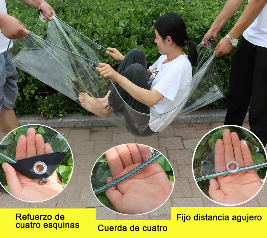 Heavy Duty Clear Tarp - Transparent Waterproof Cover with Grommets & Reinforced Edges | Durable, Thick, Tear-Resistant Polyethylene Sheet | Perfect for Greenhouses, Outdoor Porches, Nursery, Rain Protection & More