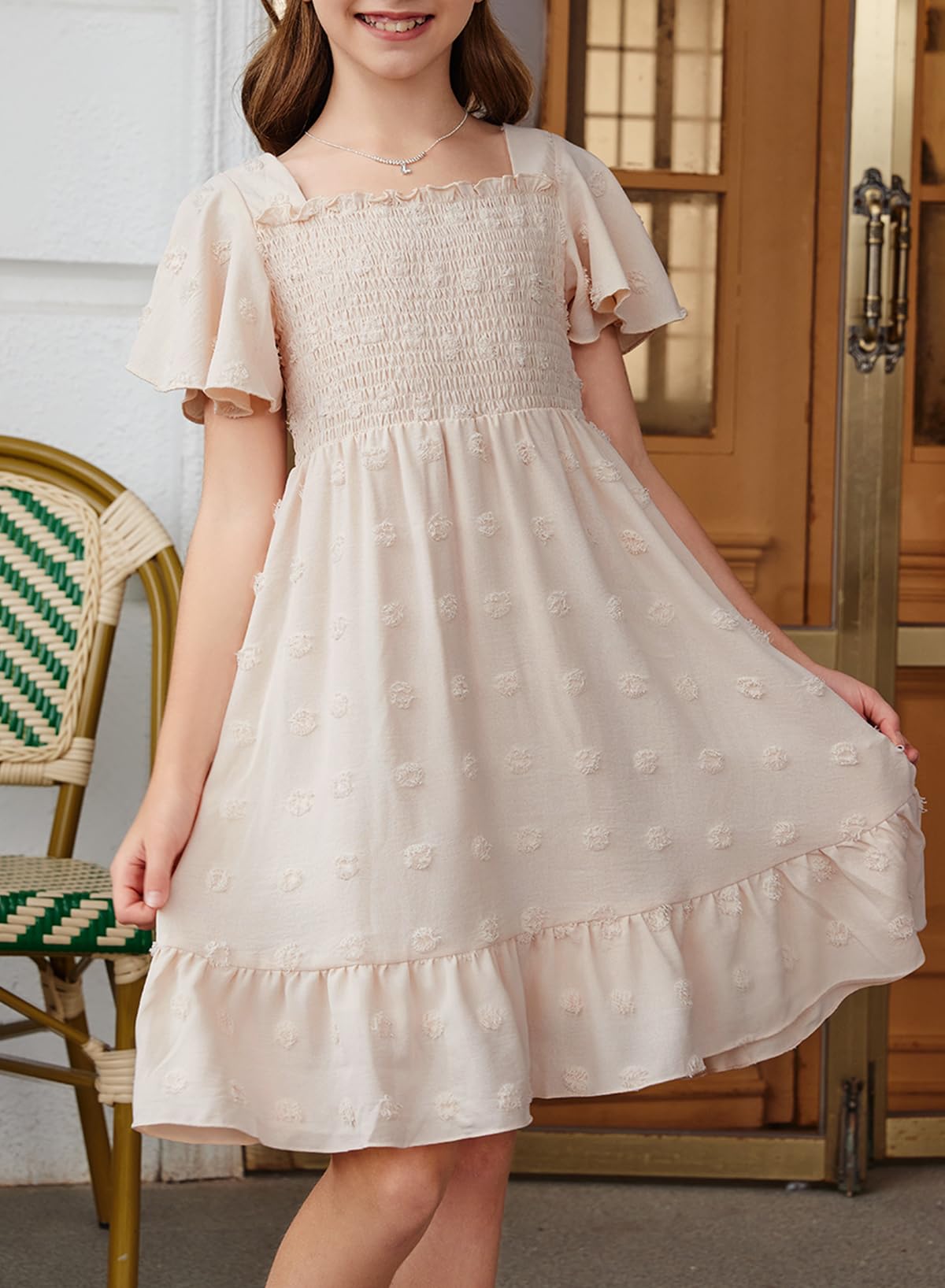 Blibean Girls Summer Chiffon Dresses 2025 - Floral Print Casual Sundresses for Kids Age 6-15 Years | Perfect for Beach Vacations, Birthday Parties & Family Outings