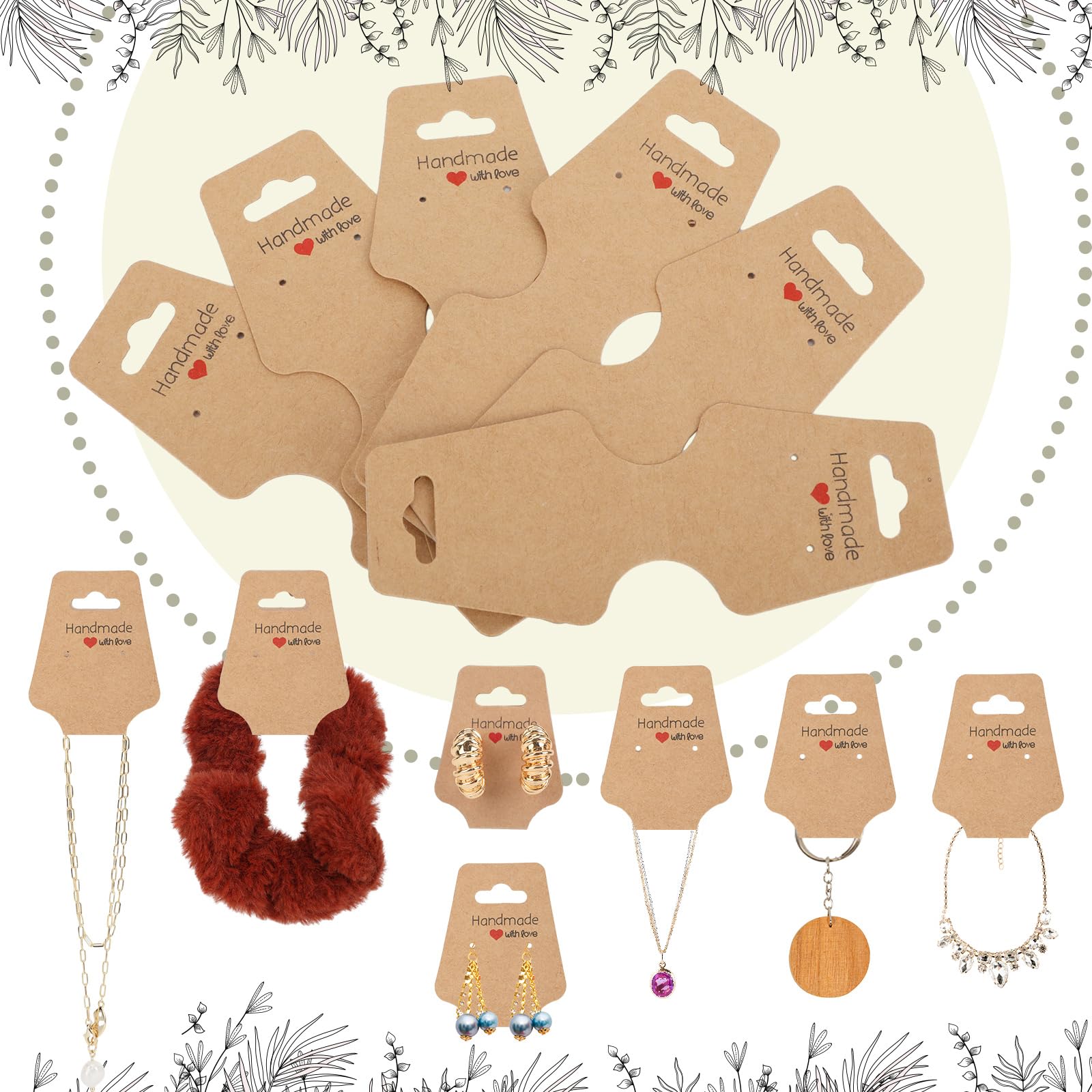 50 Pack Self-Adhesive Jewelry Display Cards - Earring, Bracelet, Keychain & Hairband Packaging for Small Business | Perfect for Retail Stores, Craft Shows & Online Boutique Sales