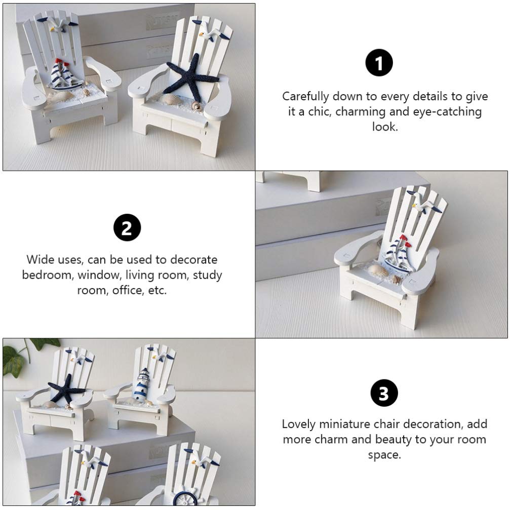 2Pcs Miniature Wooden Chair Decor - Small Home & Office Decoration Ornaments for Dollhouse, Bookshelf, and Tabletop Display