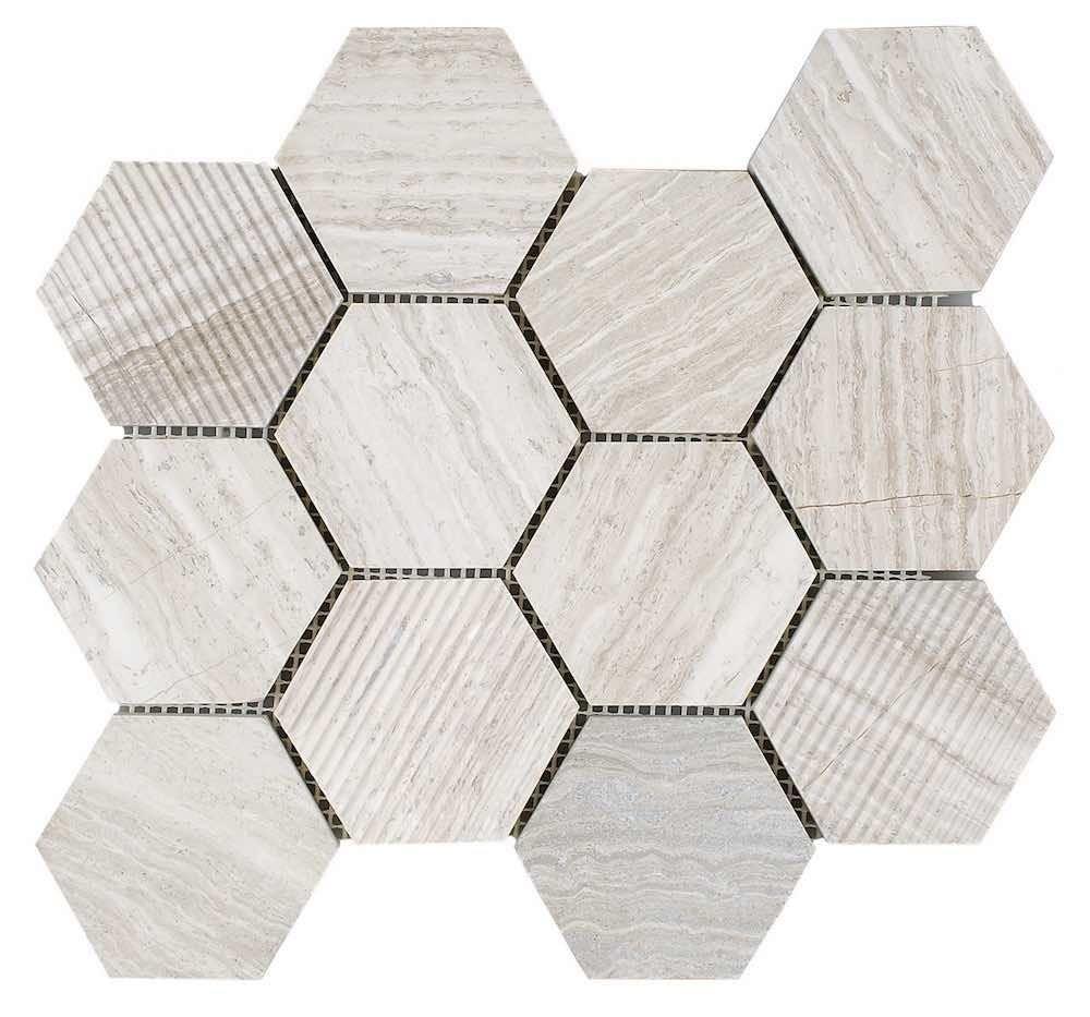 Hexagon Haisa Marble Mosaic Tile - Light Grey Natural Stone Backsplash for Kitchen & Bathroom Wall Decor