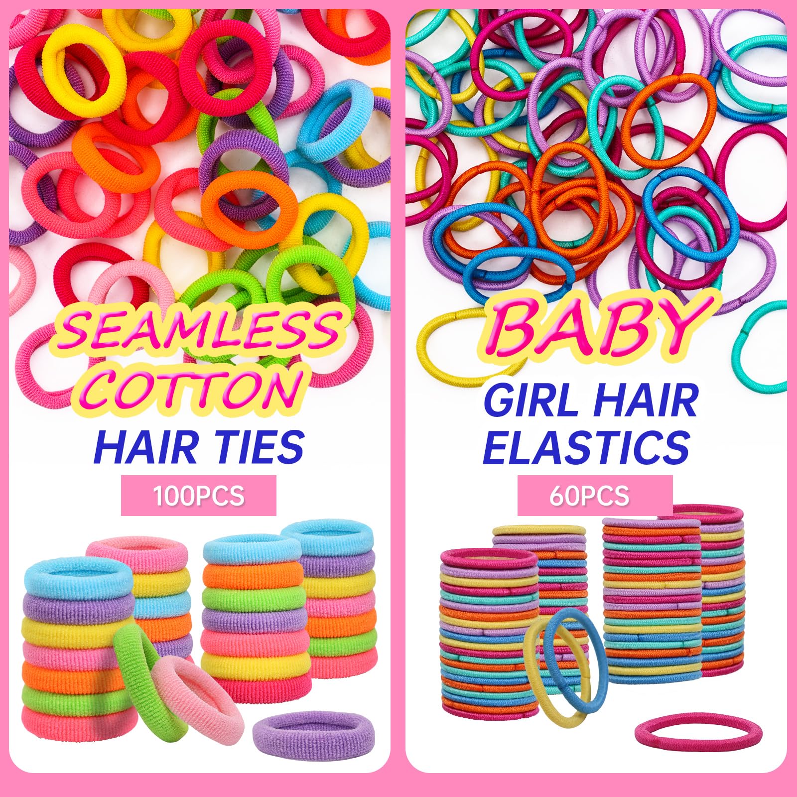 Toddler Hair Ties Set with Clips - Colorful Elastic Bands for Girls | Baby Hair Accessories for Daily Styling