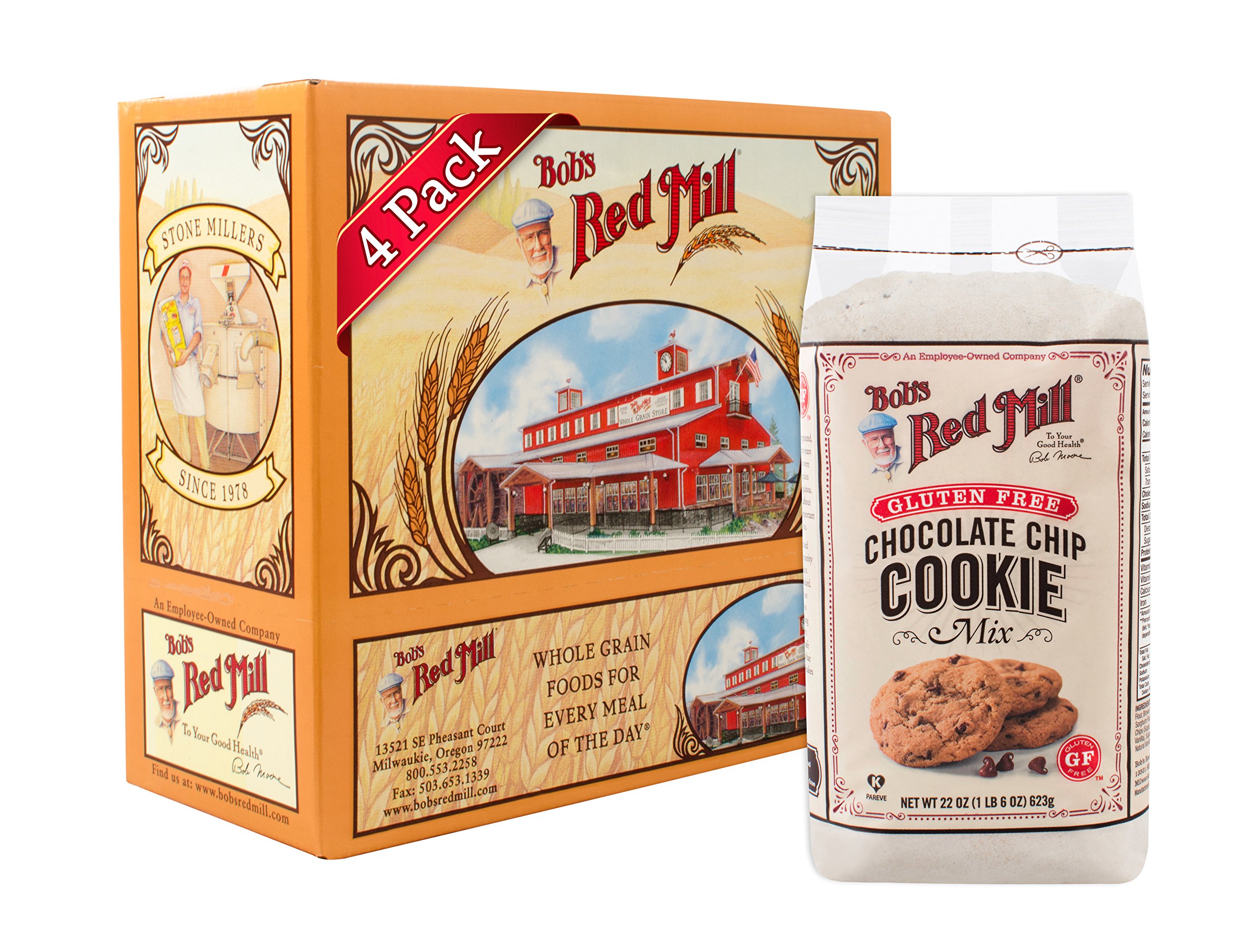 Bob's Red Mill Gluten Free Chocolate Chip Cookie Mix - 22 Oz (4 Pack) | Easy Homemade Cookies for Parties, Gifts & Family Baking | Vegan & Allergy-Friendly Dessert Mix