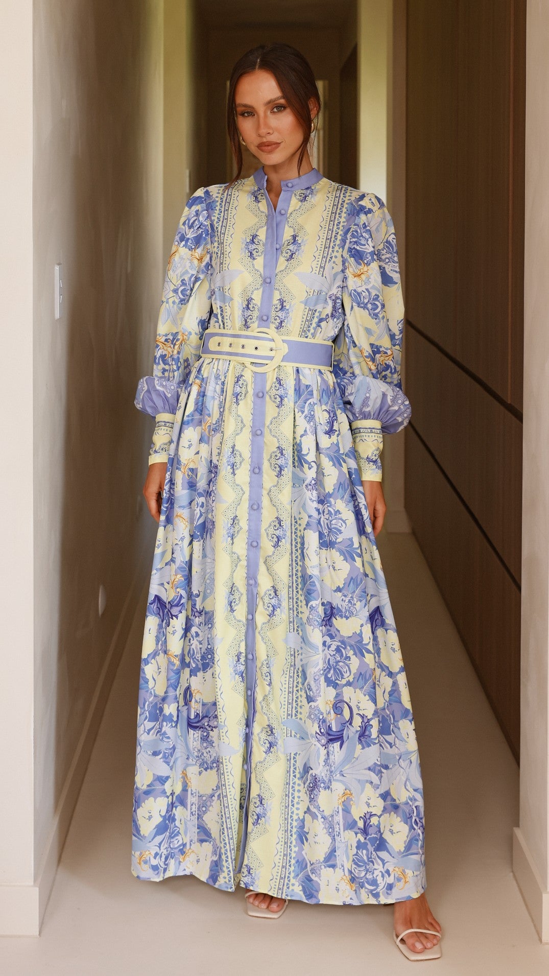 Kalliope Maxi Dress for Women - Flowy Blue & Yellow Floral Summer Dress - Perfect for Beach Vacations, Parties & Casual Outings