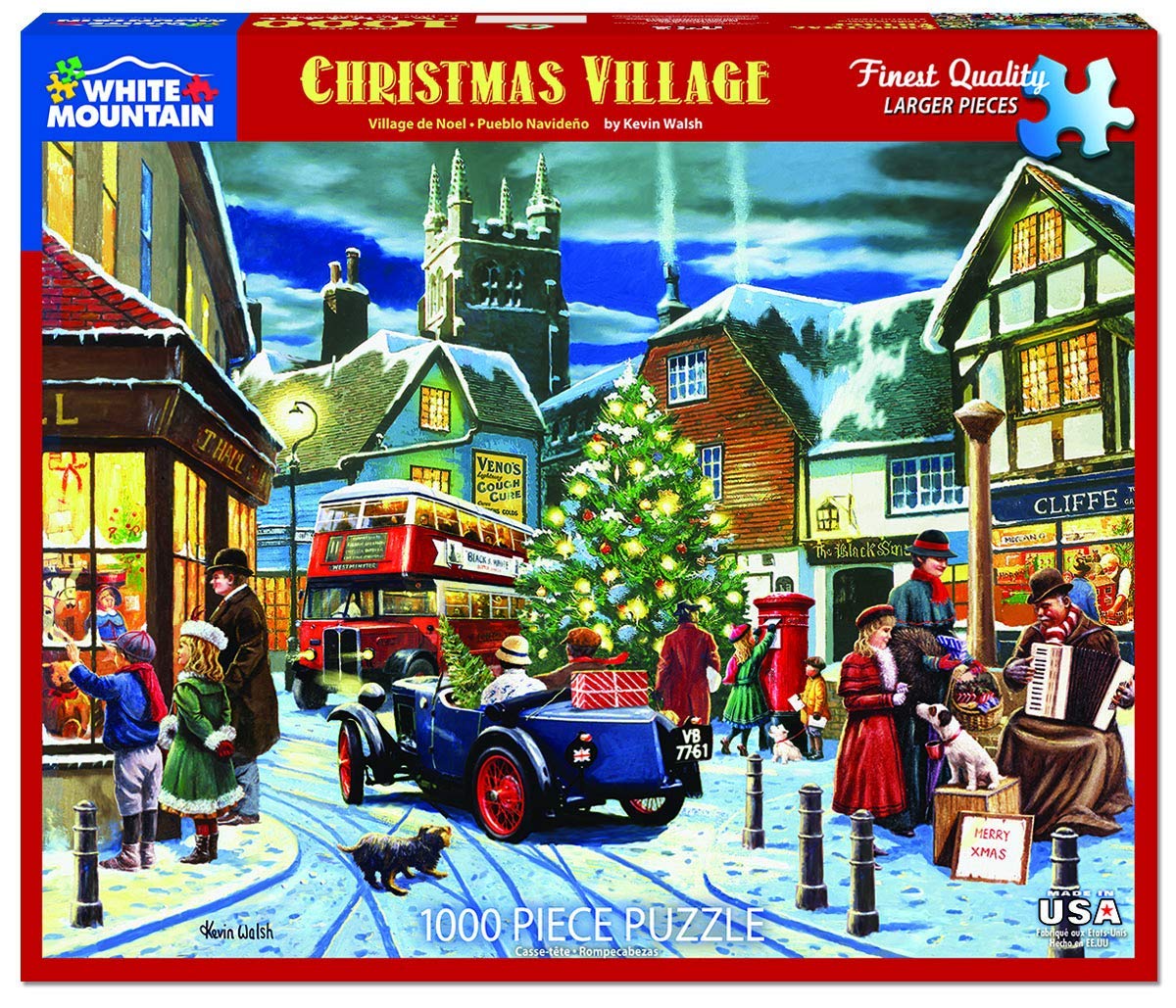 White Mountain 1000-Piece Christmas Village Jigsaw Puzzle for Winter Decor