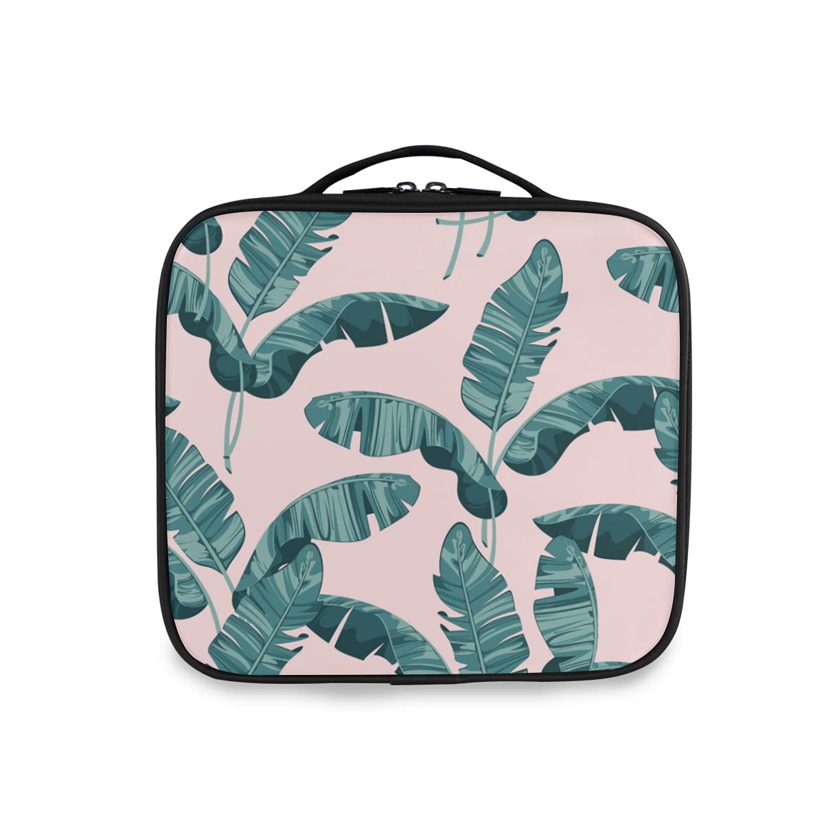 Exotic Palm Banana Leaves Travel Makeup Case - Large Cosmetic Bag Organizer for Women | Perfect for Vacation, Beach Trips & Daily Makeup Storage