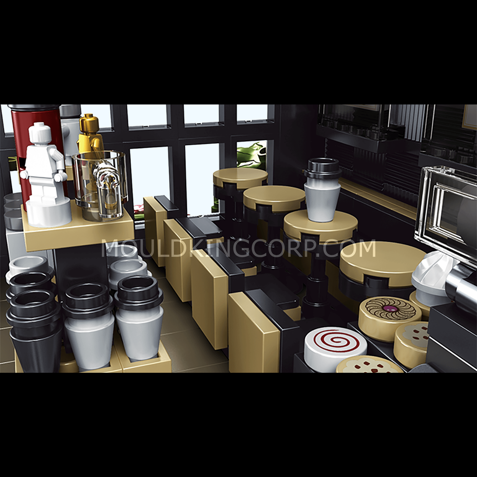 Mould King 16036 Modern Coffee Shop MOC Building Set - 2,728 Pieces | Creative DIY Brick Model Kit for Adults & Teens | Perfect for Home Decoration & Gift Giving