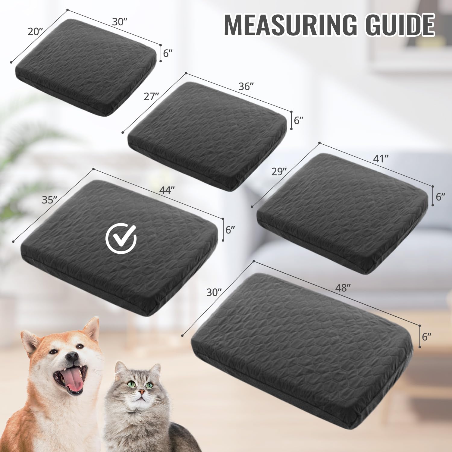Waterproof Washable Dog Bed Cover Replacement - Quilted Pet Pillow Protector for Dogs & Cats, Easy to Remove Pet Hair - 35