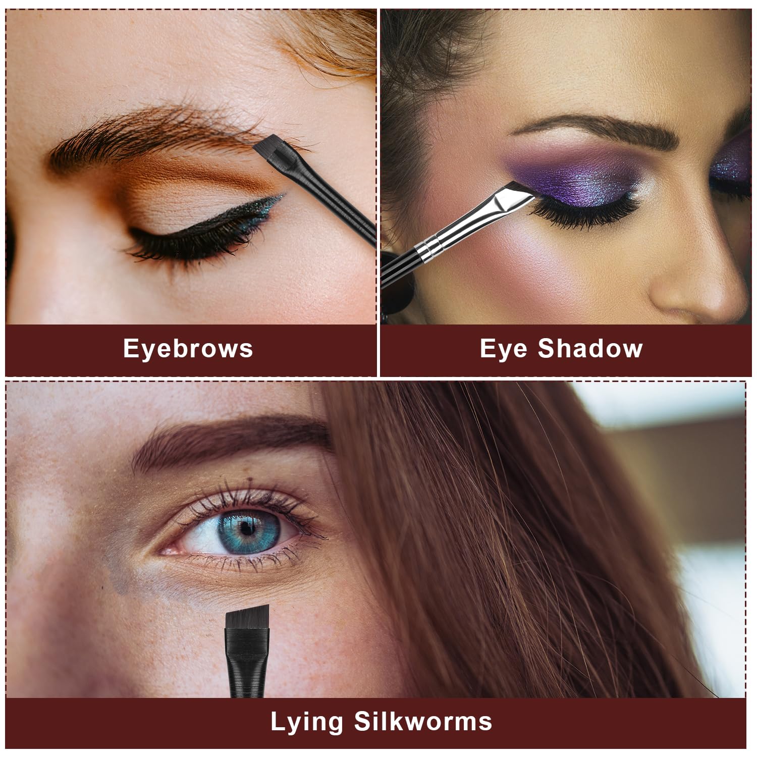 5pcs Professional Eyeliner Brush Set - Angled, Flat & Fine Tip Makeup Brushes for Eyebrow, Eyeliner & Eyeshadow - Perfect for Women & Girls - Ideal for Daily Makeup, Professional Salon Use & Travel Beauty Kit