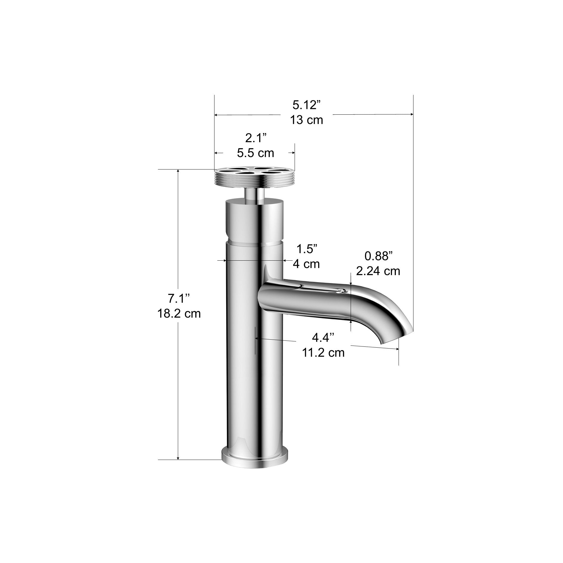 Ancona Nova Series Single Lever Chrome Bathroom Faucet - Modern Waterfall Spout Design for Sink Vanity, Perfect for Home & Hotel Bathroom Renovation