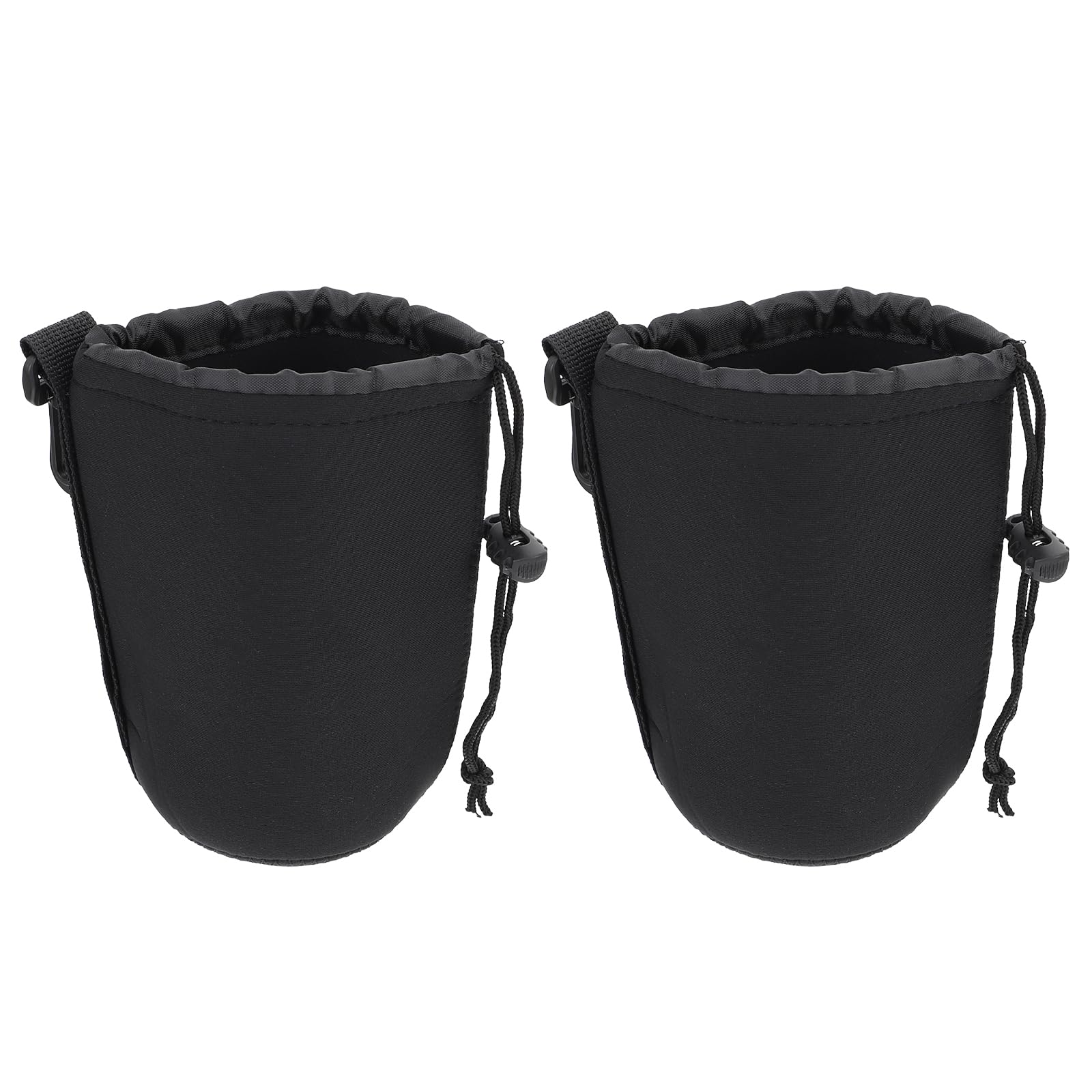 2-Pack Shockproof Neoprene DSLR Camera Lens Pouch Bag - Waterproof Drawstring Lens Case for Canon Nikon Sony Lenses - Perfect for Travel, Hiking & Photography Storage