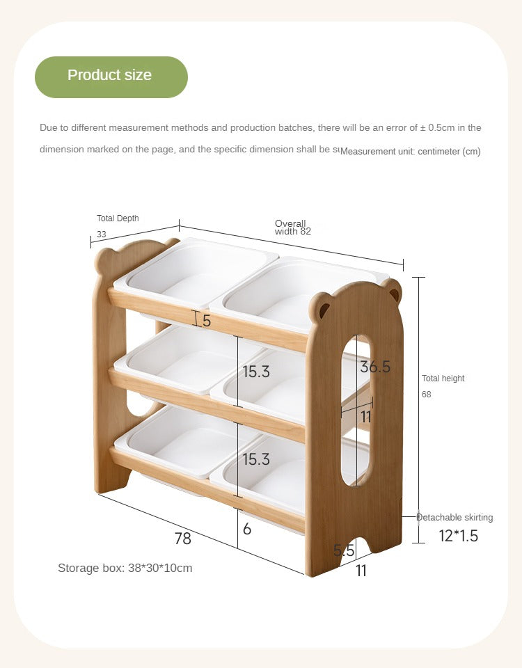 Solid Wood Kids Bookshelf - Poplar Multi-Tier Floor Standing Storage Organizer for Toys, Books & Nursery Decor | Perfect for Playrooms, Bedrooms & Daycares