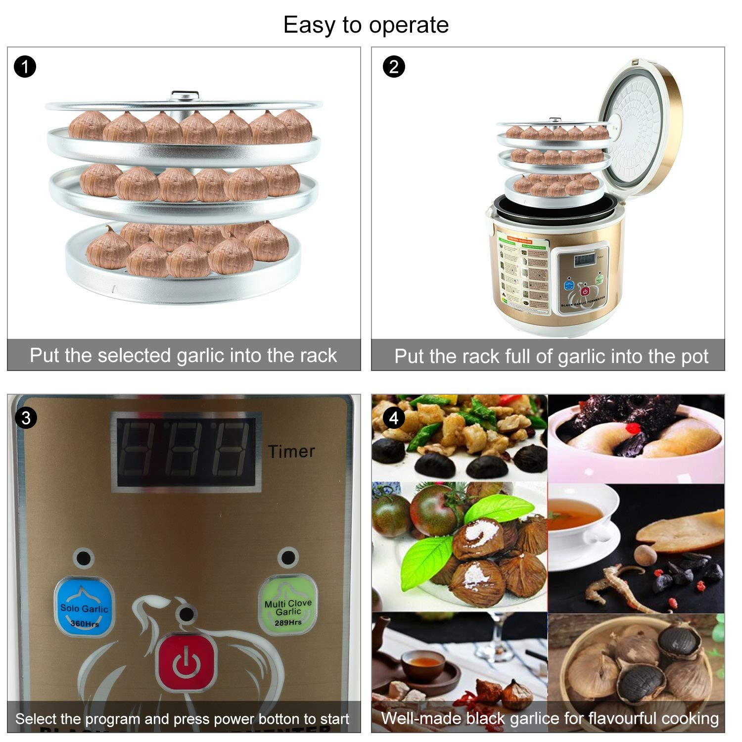 5L Black Garlic Fermenter - Automatic Intelligent Control Multi-Clove Fermentation Machine for DIY Black Garlic Making | Perfect for Home Kitchens, Restaurants & Healthy Food Enthusiasts