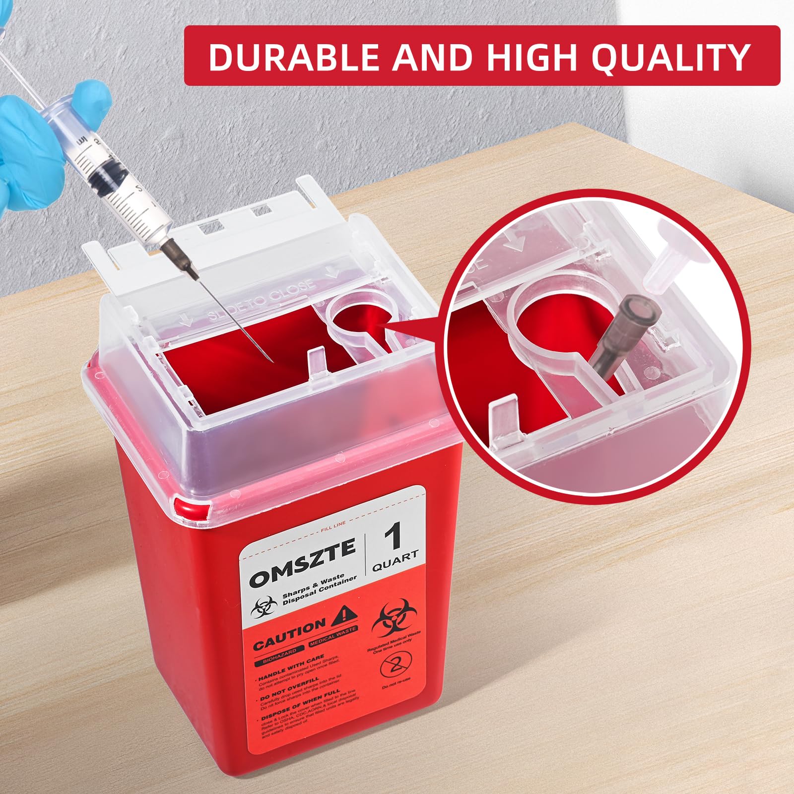 1 Quart Sharps Container for Home & Travel - Safe Needle Disposal, Biohazard Waste Container for Syringes & Medical Waste - Portable & Leak-Proof (1 Pack) - Ideal for Diabetics, Tattoo Artists & Healthcare Professionals