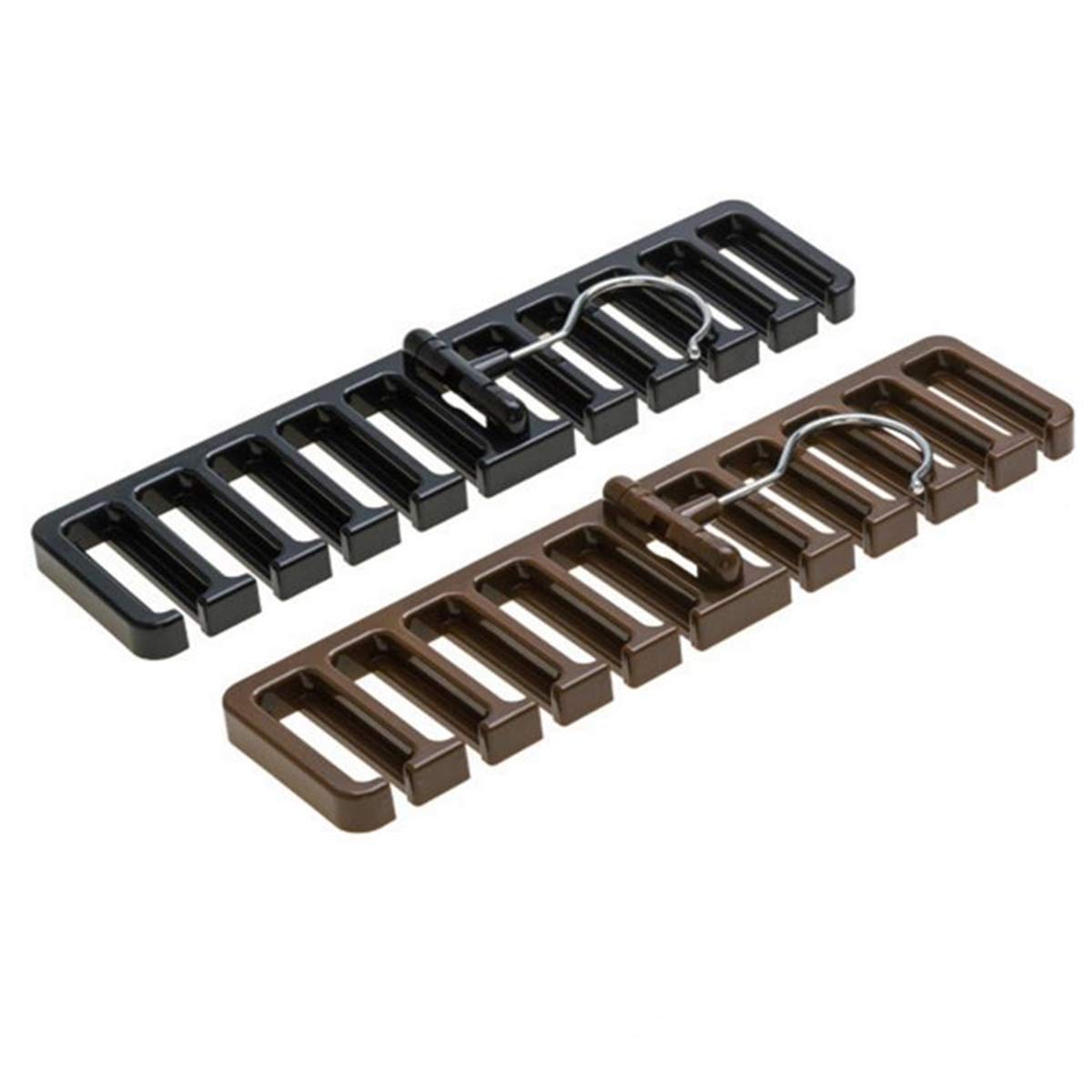 2-Pack Heavy Duty Plastic Belt Hanger Scarf Tie Rack Holder - Space Saving Closet Organizer for Men (Black) | Perfect for Wardrobe, Closet & Travel Storage Organization