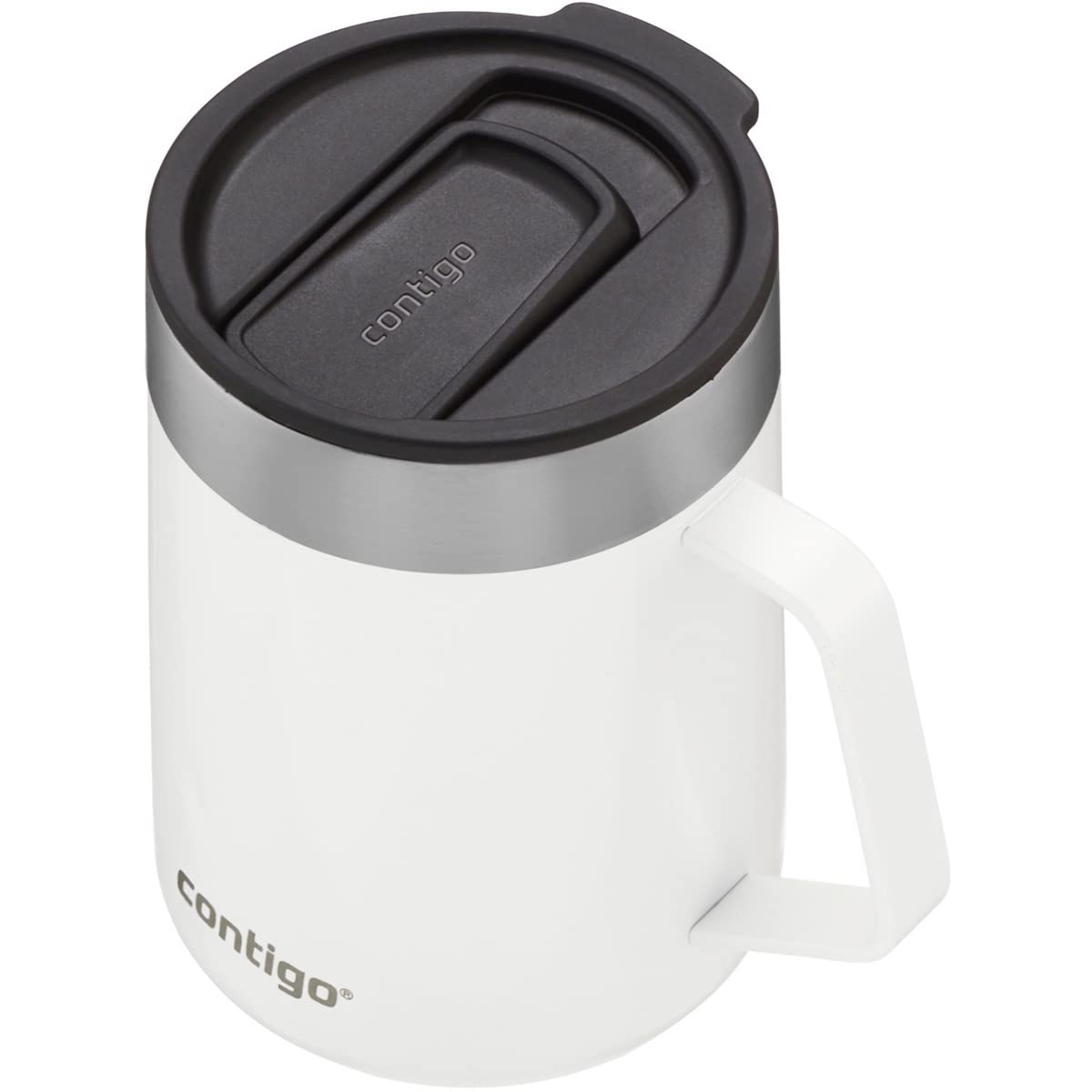 Contigo 14oz Insulated Stainless Steel Travel Mug with Handle - Leak-Proof Coffee Thermos for Office, Car & Commuting - BPA-Free Hot & Cold Drink Tumbler - Salt Color