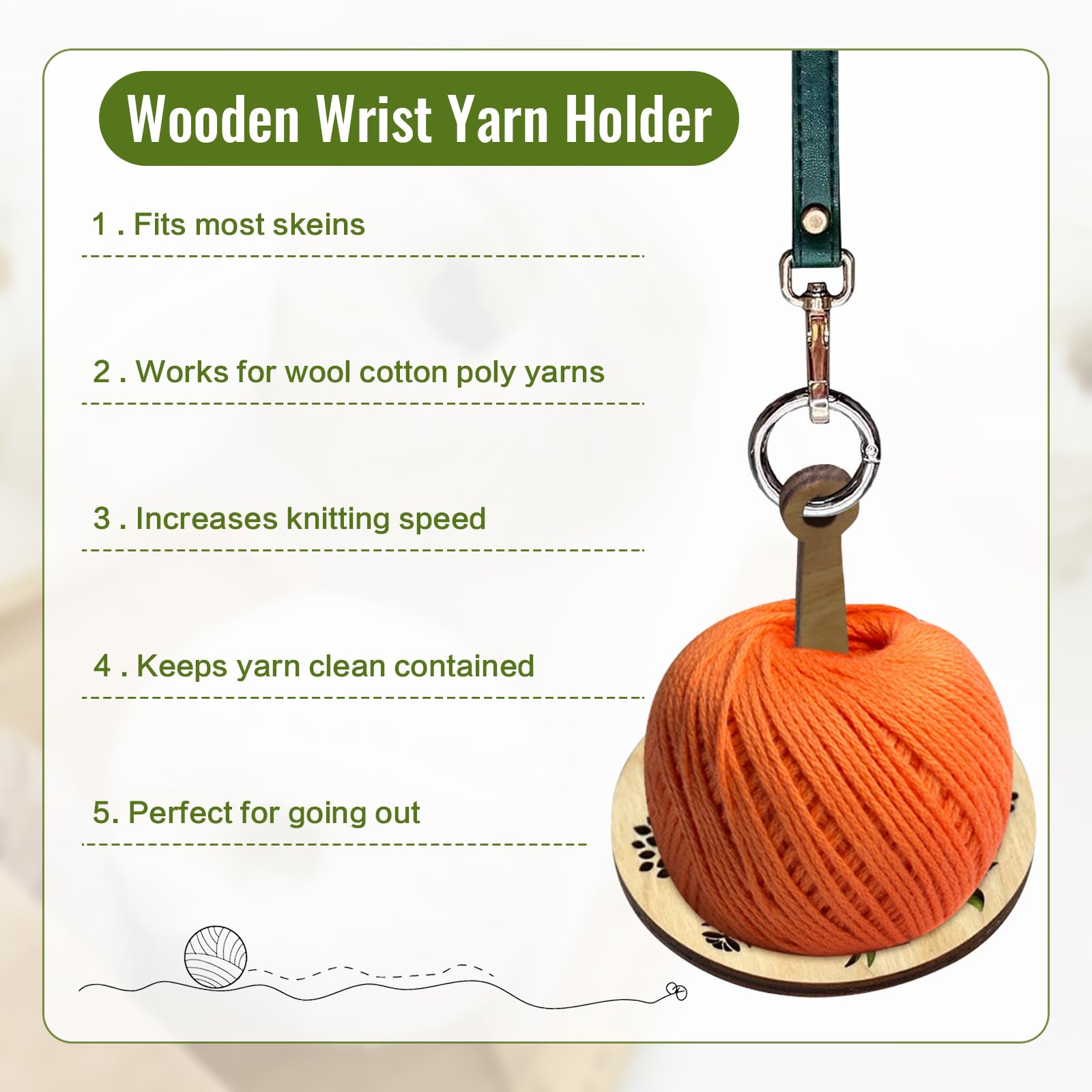 Portable Wrist Yarn Holder for Knitting & Crochet - Magnetic Yarn Spinner with Adjustable Wrist Strap - Mini Yarn Minder for Crafting, DIY Projects & Travel Knitting Accessories