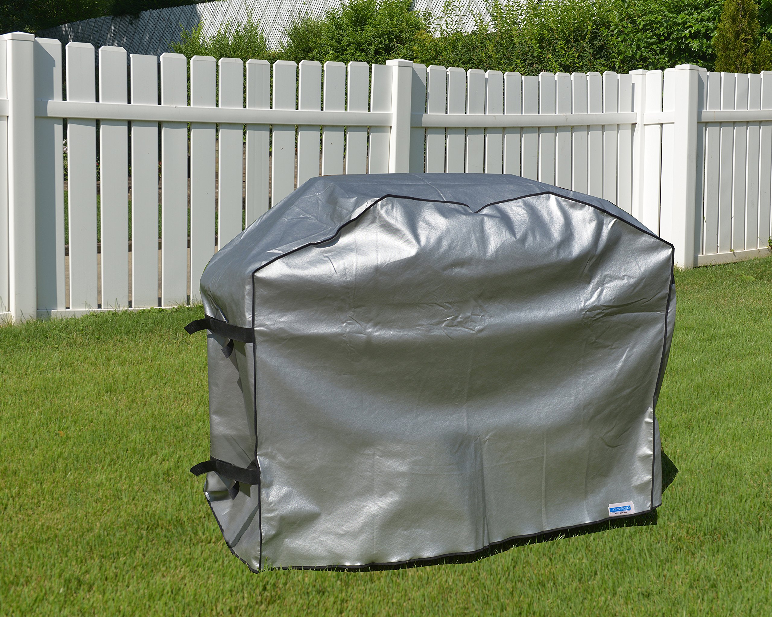 Comp Bind Technology Custom Fit Char-Broil Commercial Tru-Infrared 4 Burner Grill Cover - 60''W x 23''D x 46.5''H, Waterproof Padded Grey Outdoor Protection for Model 463225312, Ideal for Patio, Backyard, and BBQ Parties