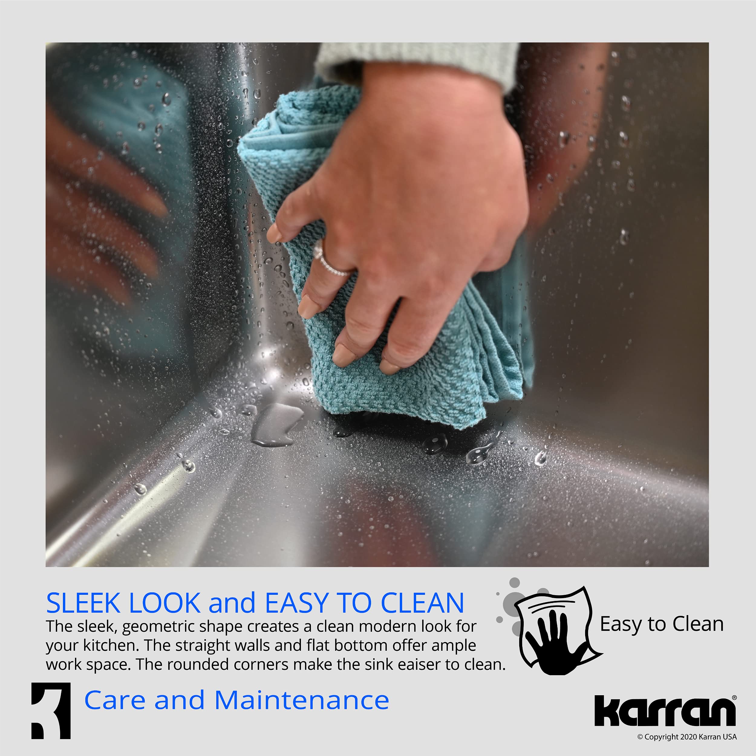 Karran EL-73-PK1 23-Inch Undermount Single Bowl Stainless Steel Kitchen Sink Kit - Perfect for Modern Home Kitchens & Restaurant Prep Stations