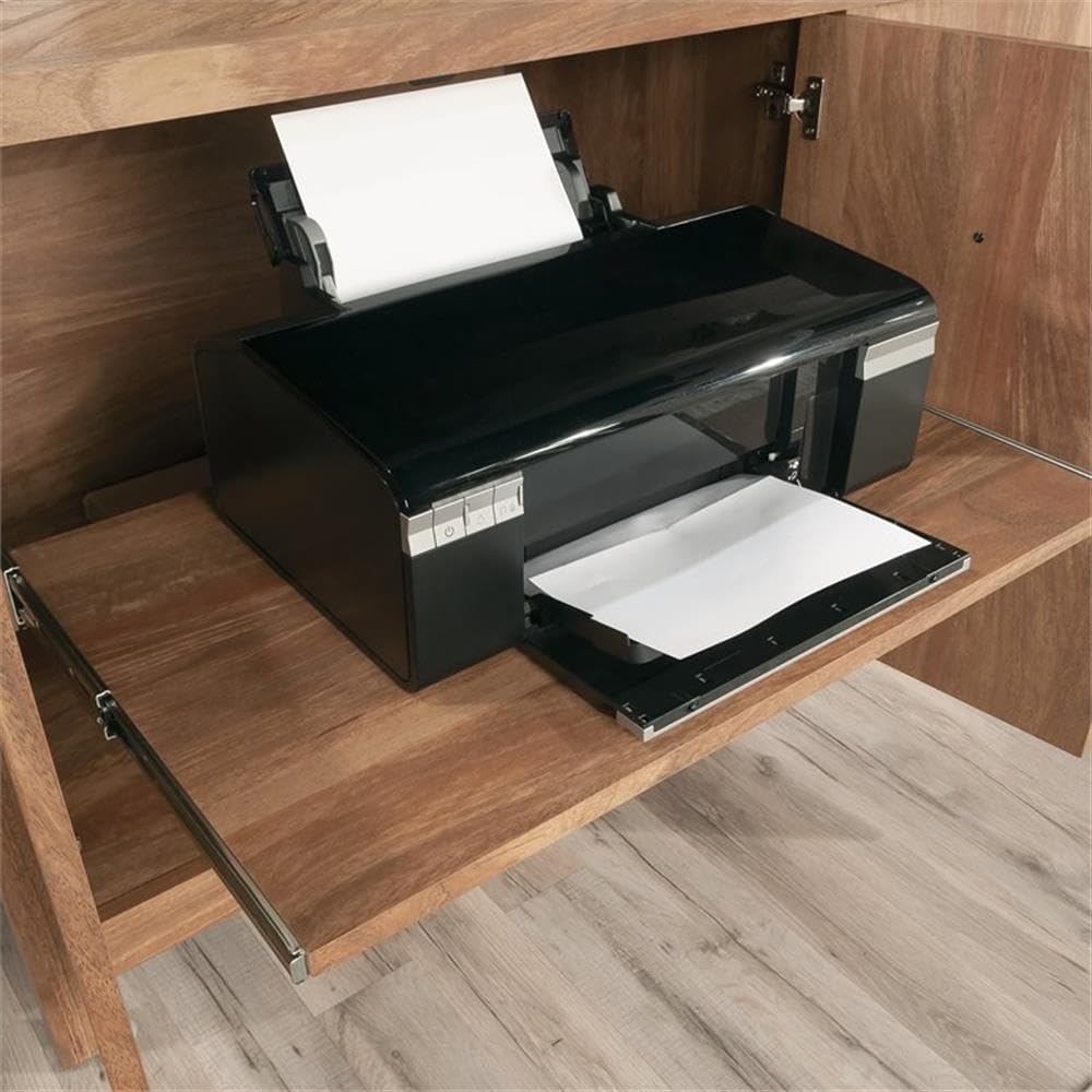 Sauder Cannery Bridge Office Credenza with Doors - Sindoori Mango Finish | Home Office Storage Cabinet with Shelves & Drawers | Perfect for Home Office, Study Room or Workspace Organization