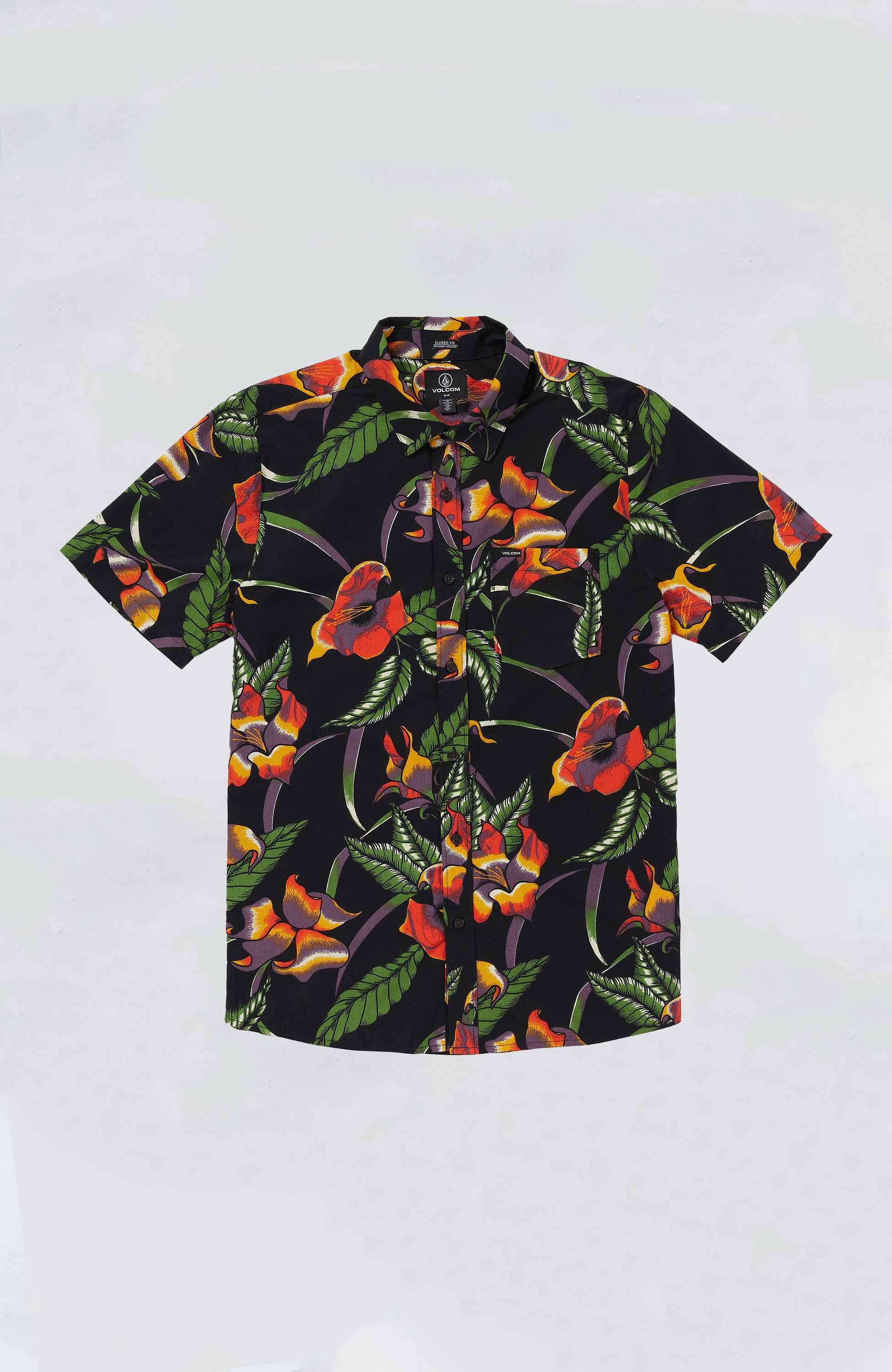 Volcom Varkala Floral Woven Shirt for Men - Stylish Hawaiian Aloha Button Down Shirt for Beach Vacation & Summer Outfits