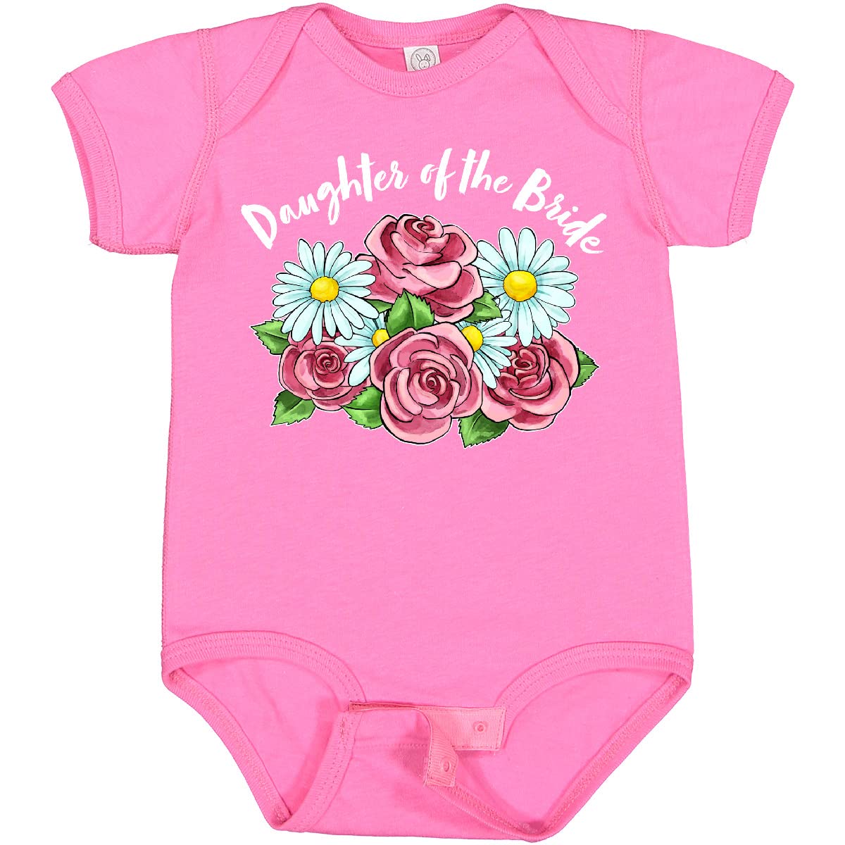 Inktastic Daughter of The Bride Roses and Daisies Baby Bodysuit - Cute Floral Outfit for Wedding Party, Baby Shower & Family Photos