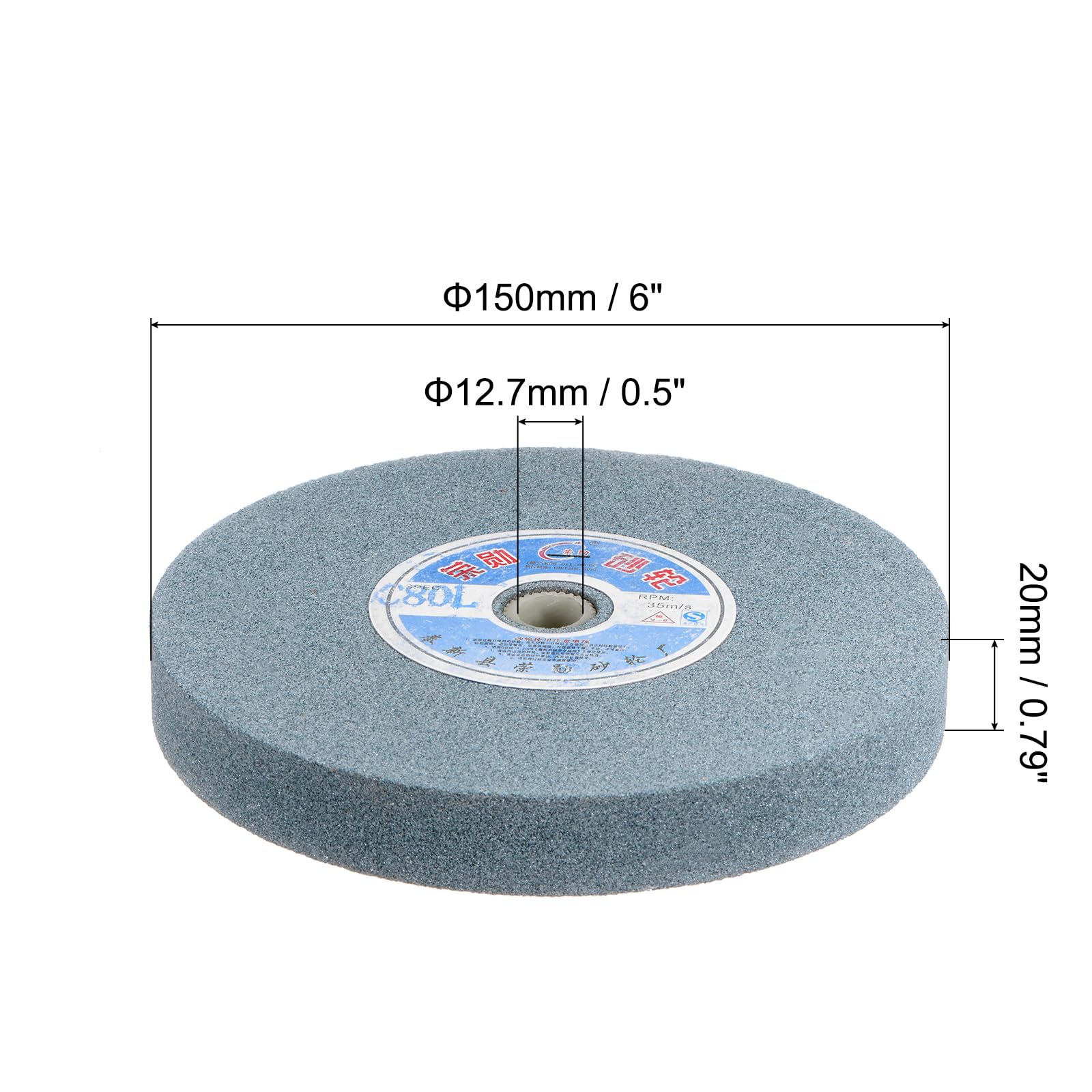 uxcell 6-Inch Green Silicon Carbide Bench Grinding Wheel, GC 80 Grit for Surface Grinding - Perfect for Sharpening Tools, Metal Polishing & DIY Projects