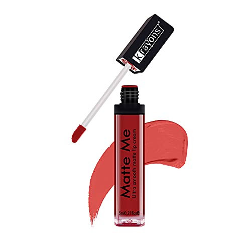 Krayons Matte Me Ultra Smooth Matte Liquid Lipstick - Long Lasting, Waterproof, Transfer Proof, Vegan & Cruelty Free (5ml) - Perfect for Everyday Wear, Parties & Special Occasions