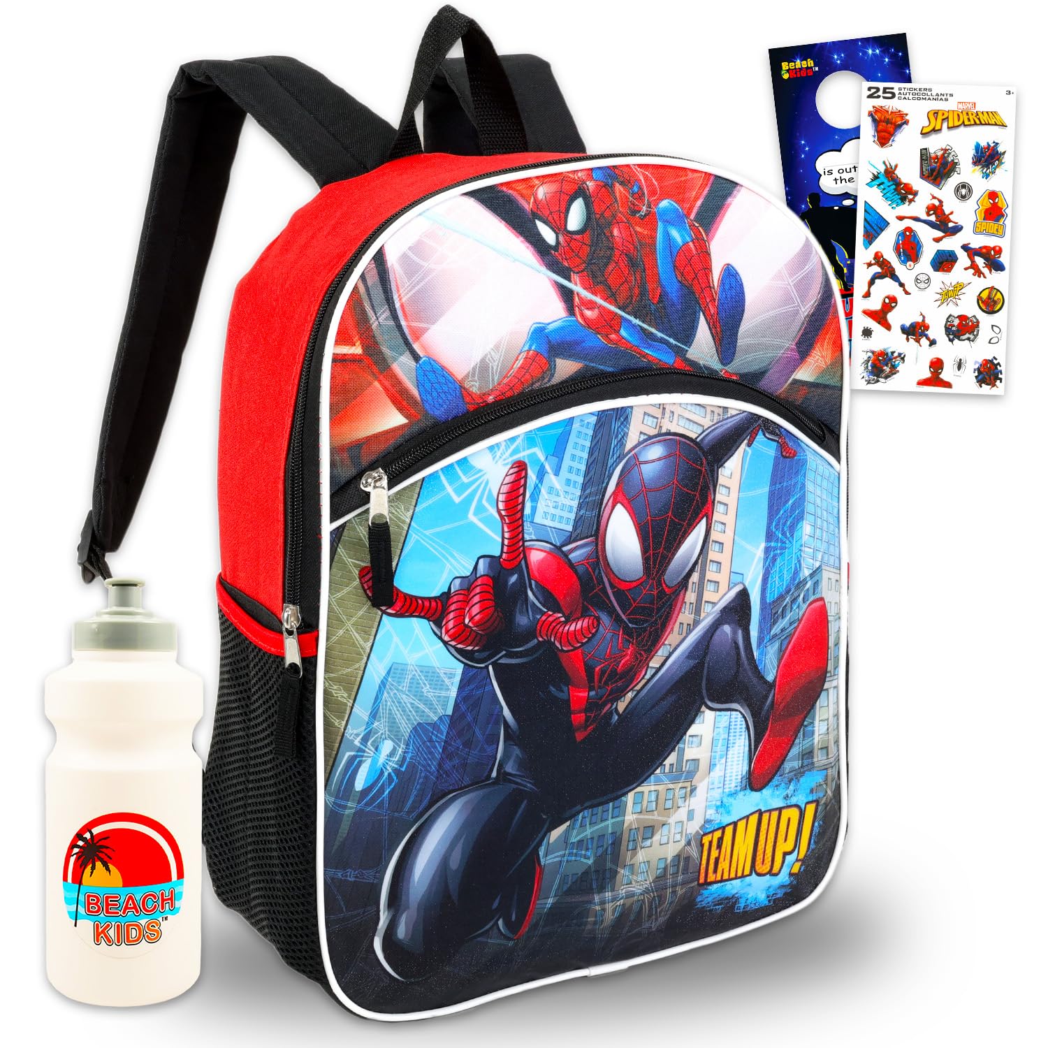 Spider-Man Backpack Set - 5 Piece Bundle with 16