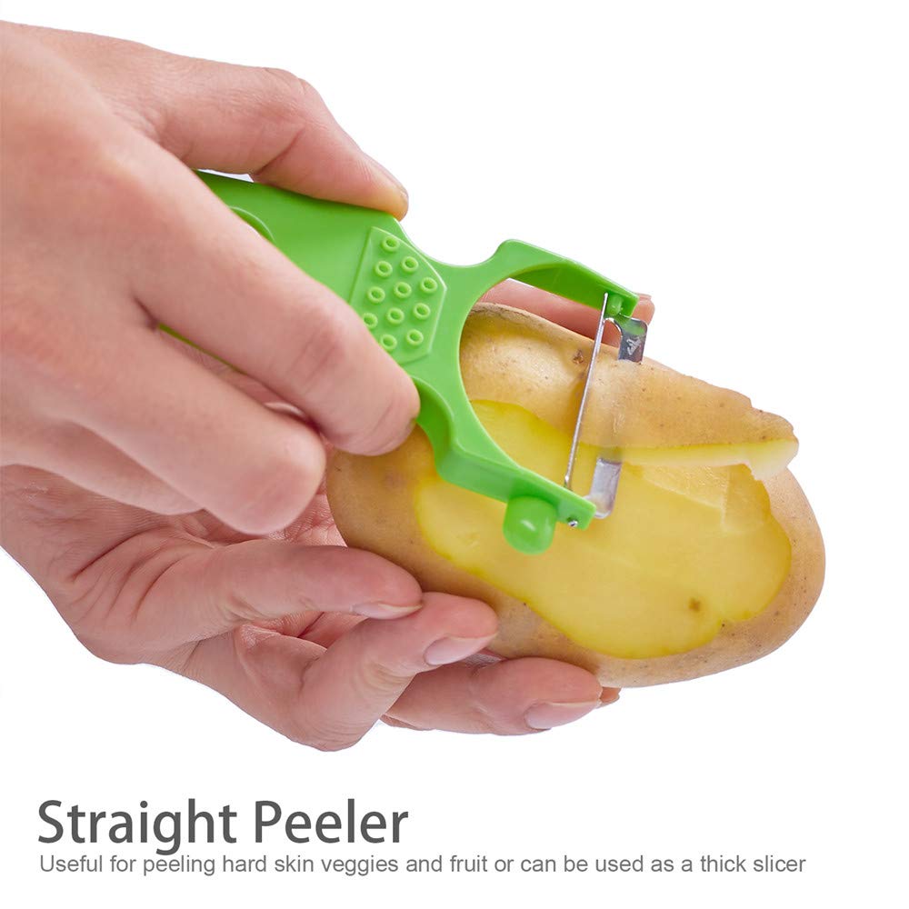 LHS 3-Pack Stainless Steel Vegetable Peelers - Multi-Functional Potato, Apple, Carrot, Zucchini & Cucumber Peeler with Slicer & Shredder - Perfect for Kitchen Prep, Salad Making & Healthy Snacking