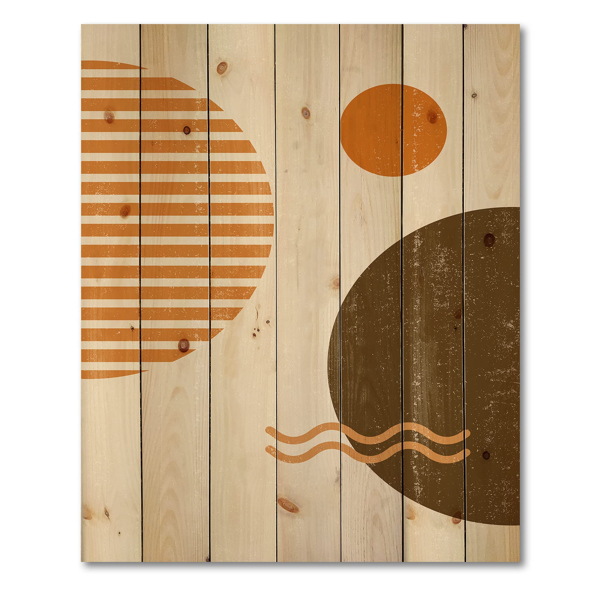 Minimal Sun & Moon Wood Wall Art - Earth Tones Geometric Decor for Living Room
