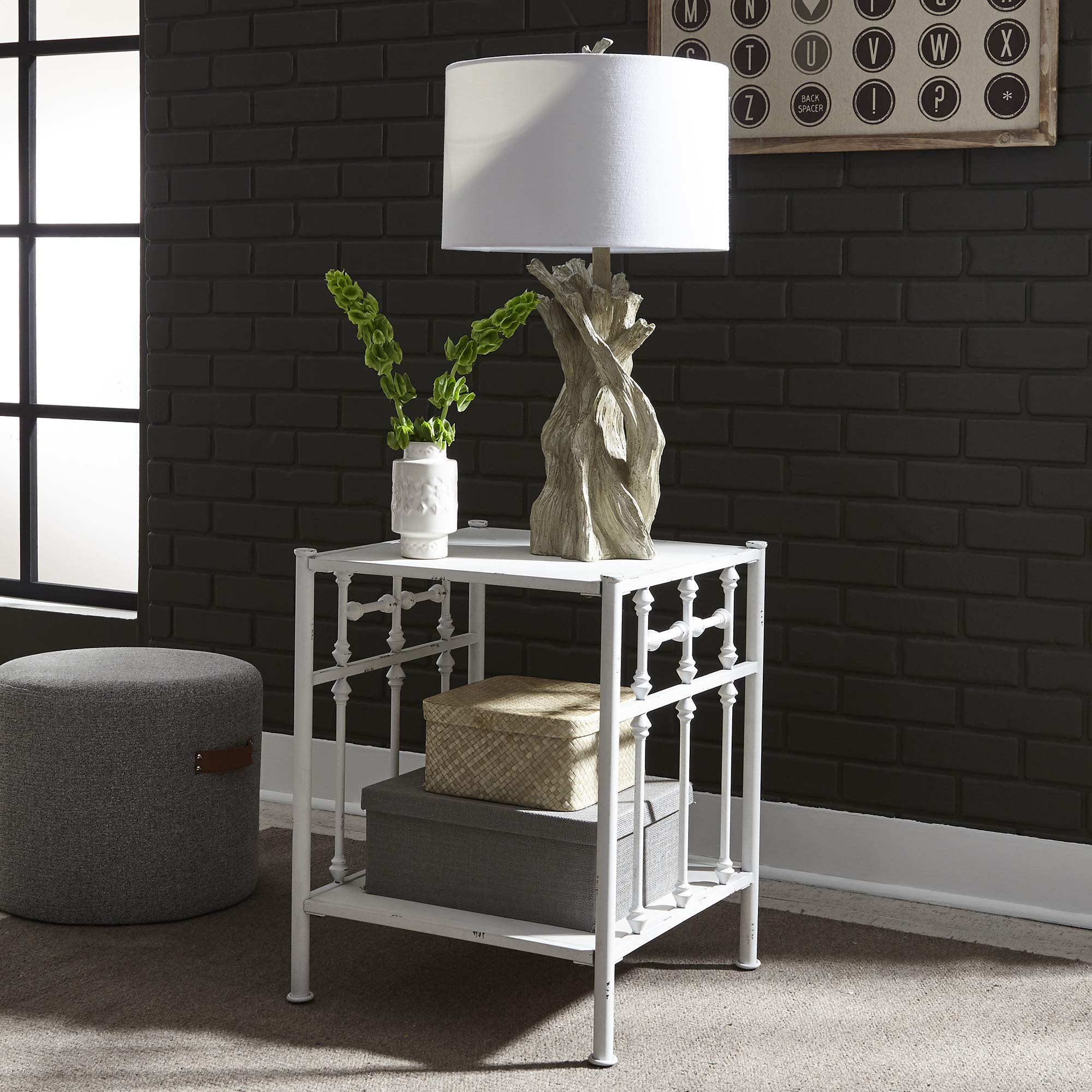 Liberty Furniture INDUSTRIES Vintage Open Night Stand - Antique White Finish | Bedroom Side Table with Storage for Home Decor