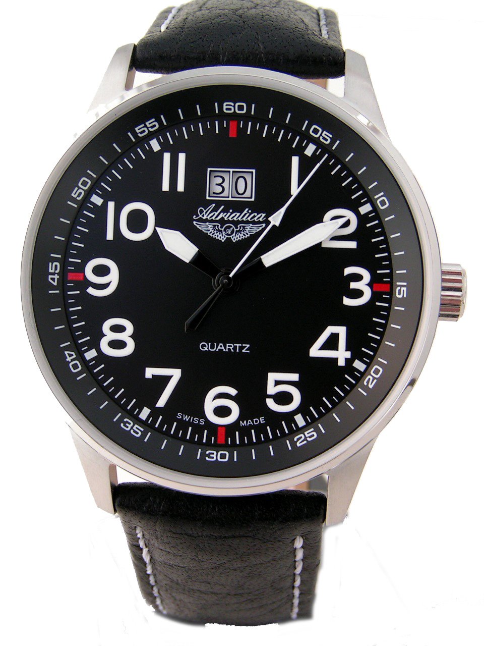 Adriatica of Switzerland Men's Aviator Big Date Stainless Steel Watch - Perfect for Business, Casual Wear & Travel Accessories