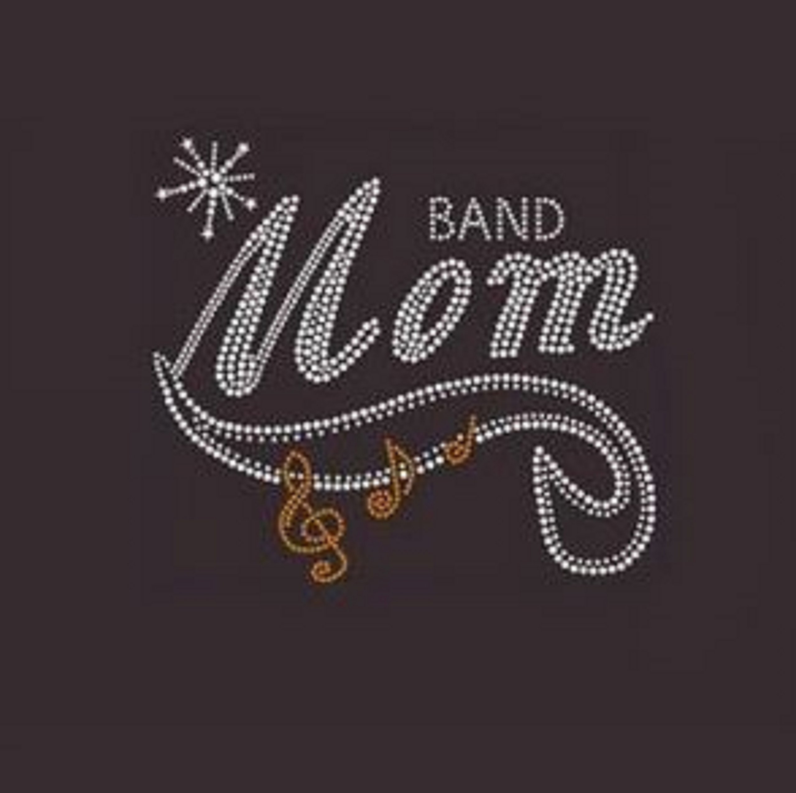 Band Mom Rhinestone Iron-On Transfer - Sparkly Custom T-Shirt Decal for Mothers, Cheerleaders & Fans - Perfect for DIY Gifts, Team Events & Family Outings