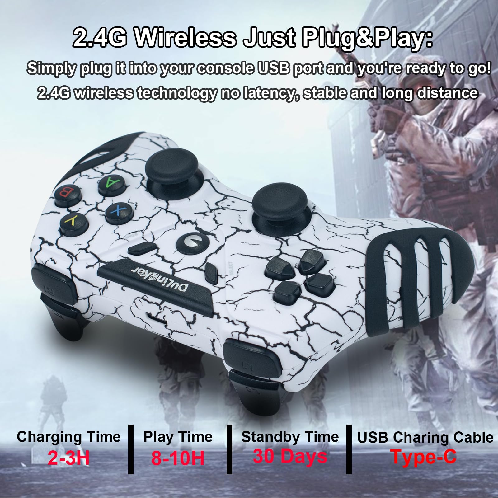 Wireless Gaming Controller for PC, PS3, Android TV & Steam - Dual Vibration, 2.4G Wireless Gamepad Compatible with Windows 11/10/8/7, TV Box & Raspberry Pi | Perfect for PC Gaming, Console Play & Smart TV Entertainment