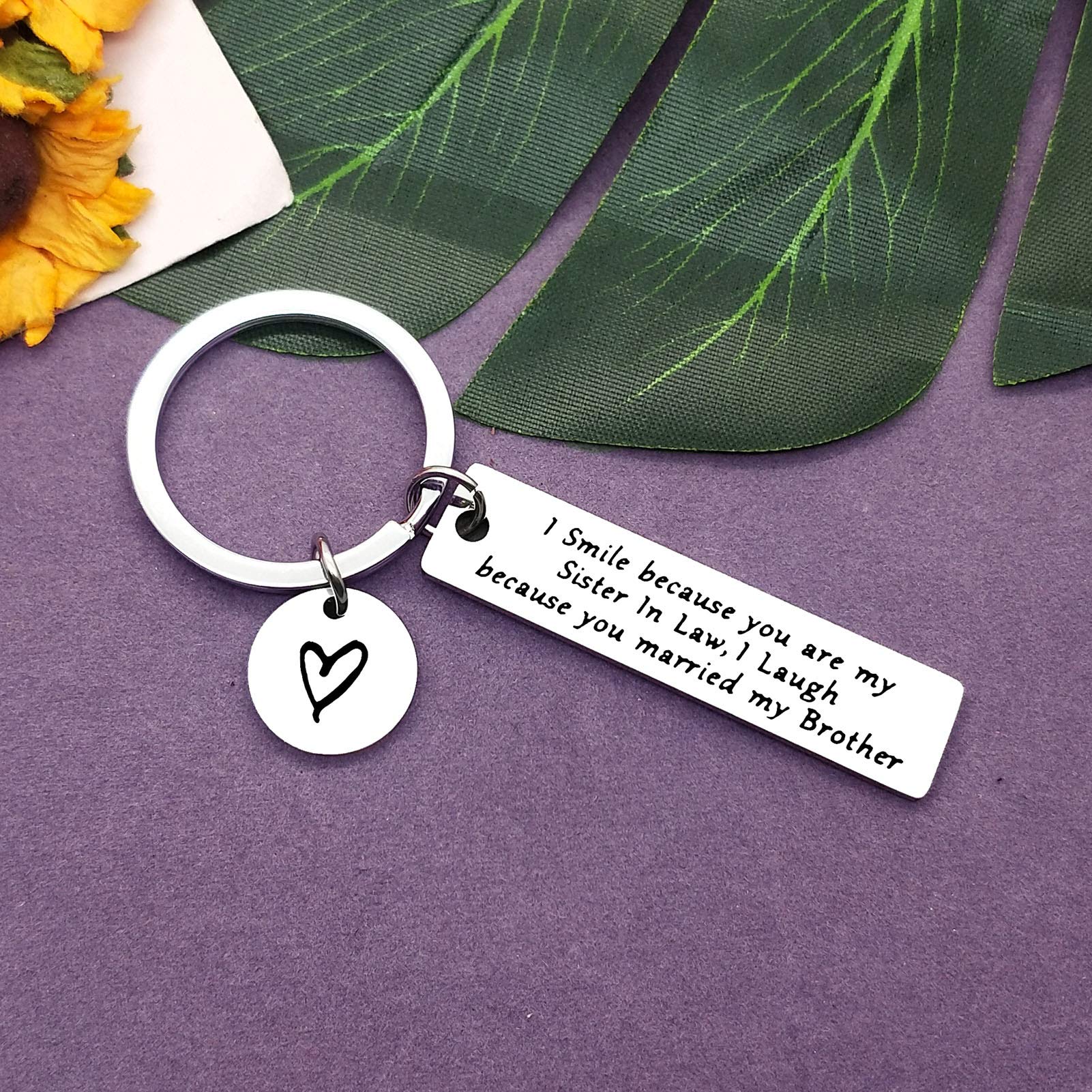 Funny Sister-in-Law Keychain - Perfect Wedding Gift for Bride & Groom, Bridal Shower Present from Brother/Sister - Christmas & Birthday Jewelry Gift Idea - Great for Family Celebrations & Special Occasions