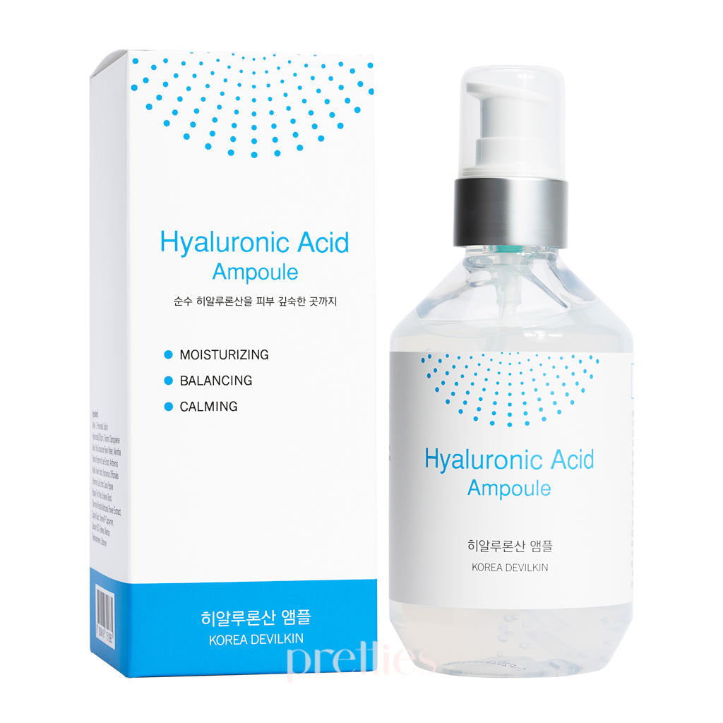 Korea Devilkin Hyaluronic Acid Ampoule 250ml - Deep Hydrating Facial Serum for Dry Skin | Korean Skincare for Anti-Aging & Moisturizing | Perfect for Night Routine & Daily Skincare Regimen