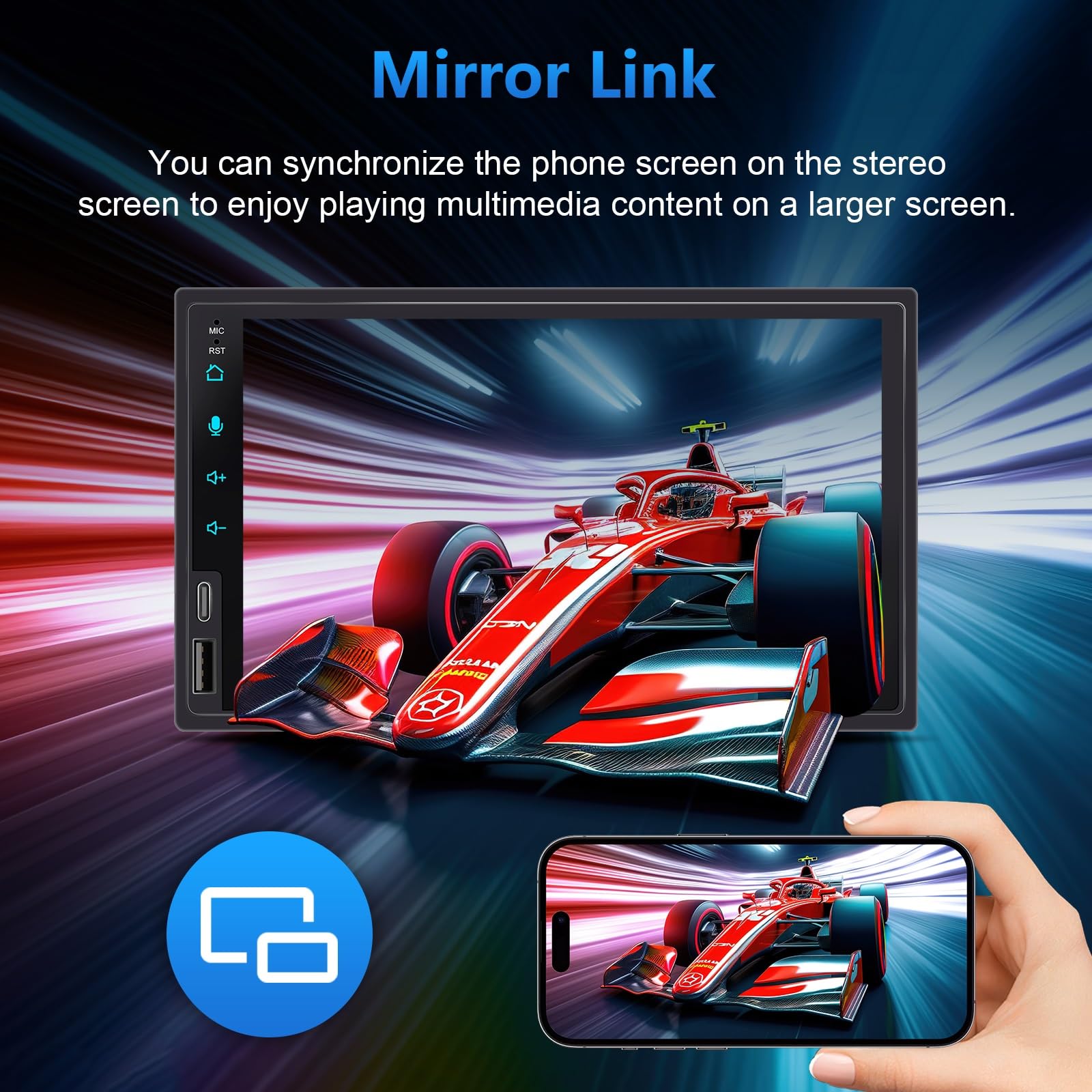 7 Inch Double Din Touchscreen Car Stereo with Wireless CarPlay & Android Auto, Bluetooth, Rearview Camera, Fast Charging - Perfect for Seamless Connectivity & Entertainment in Your Car