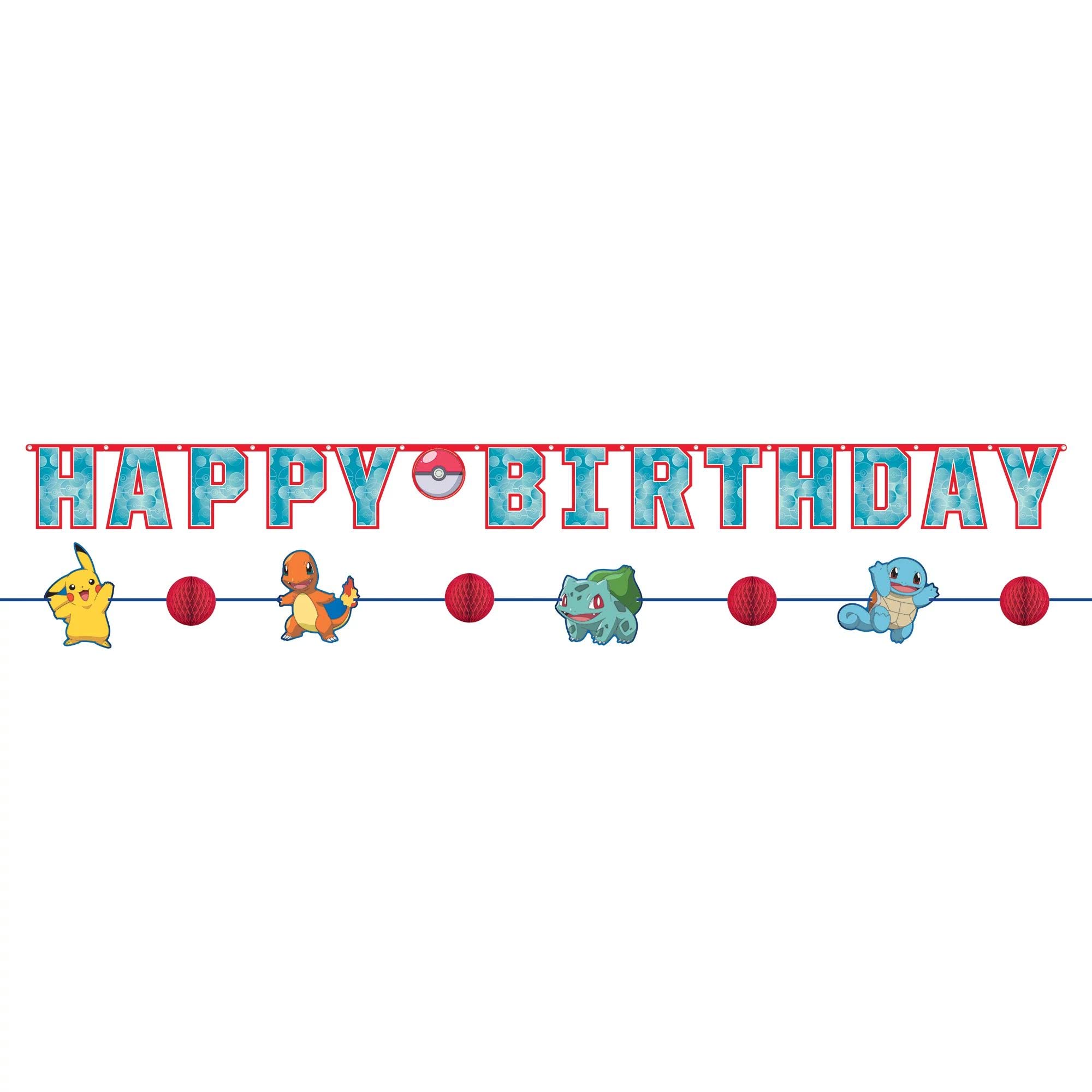 Pokémon Birthday Party Supplies & Decorations Set - Includes Banner, Swirls, Centerpiece, Candle Set for Kids' Themed Parties | Perfect for Pokémon Birthday Celebrations, Baby Showers & Game-Themed Events