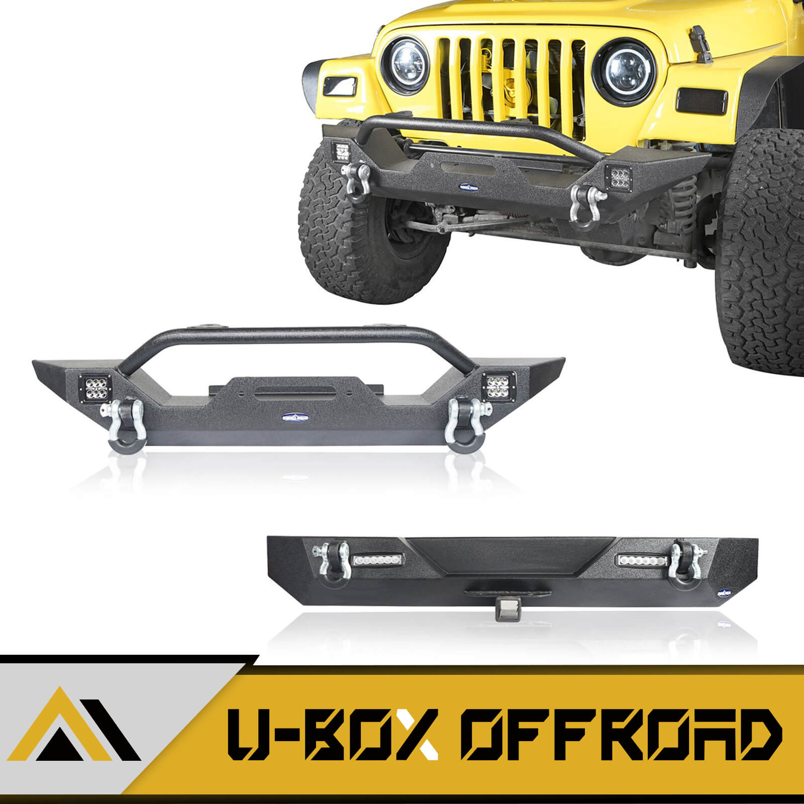 87-06 Jeep Wrangler TJ YJ Trail Mid Width Front & Rear Bumper Combo - Heavy Duty Off-Road Protection for Rock Crawling & Adventure