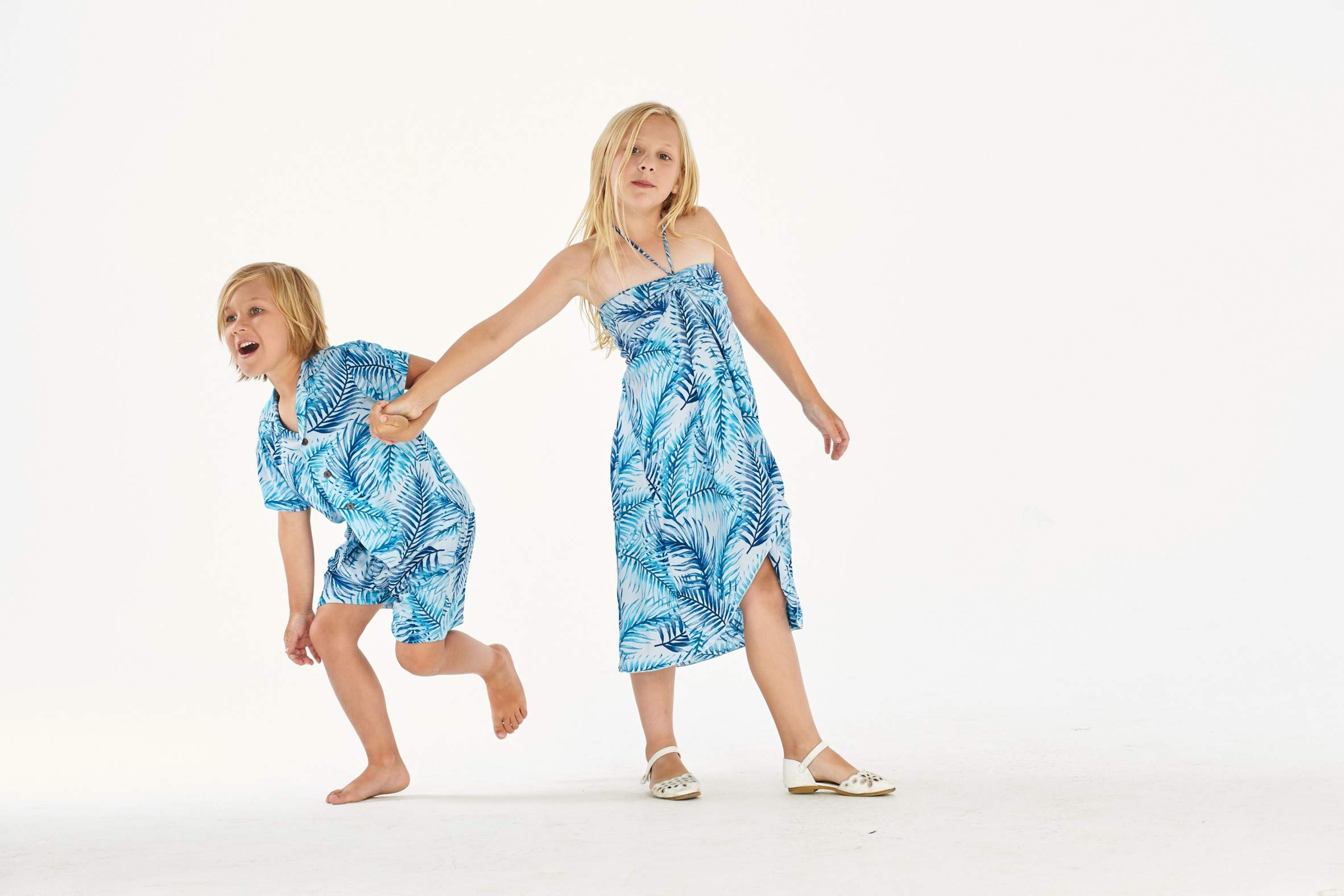 Hawaiian Luau Outfits for Siblings - Matching Boy & Girl Tropical Shirts & Dresses in Vibrant Patterns | Perfect for Family Vacations, Beach Parties & Summer Photoshoots