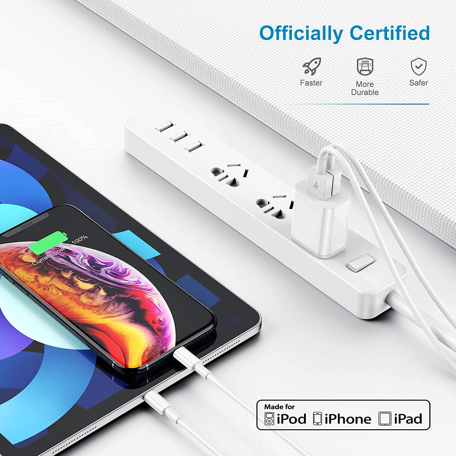**Apple Certified 2-Pack 6ft iPhone Charger Cable - Lightning USB Charging Cord for iPhone 14 Plus/13 Pro Max/12 Mini/11 Pro/6 Plus/5S/SE & iPad - Fast Charging, Durable & Tangle-Free - Perfect for Home, Office & Travel**