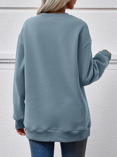 Drop Shoulder Round Neck Christmas Sweatshirt - Cozy Holiday Pullover for Women & Men - Perfect for Xmas Parties, Family Gatherings & Winter Outfits